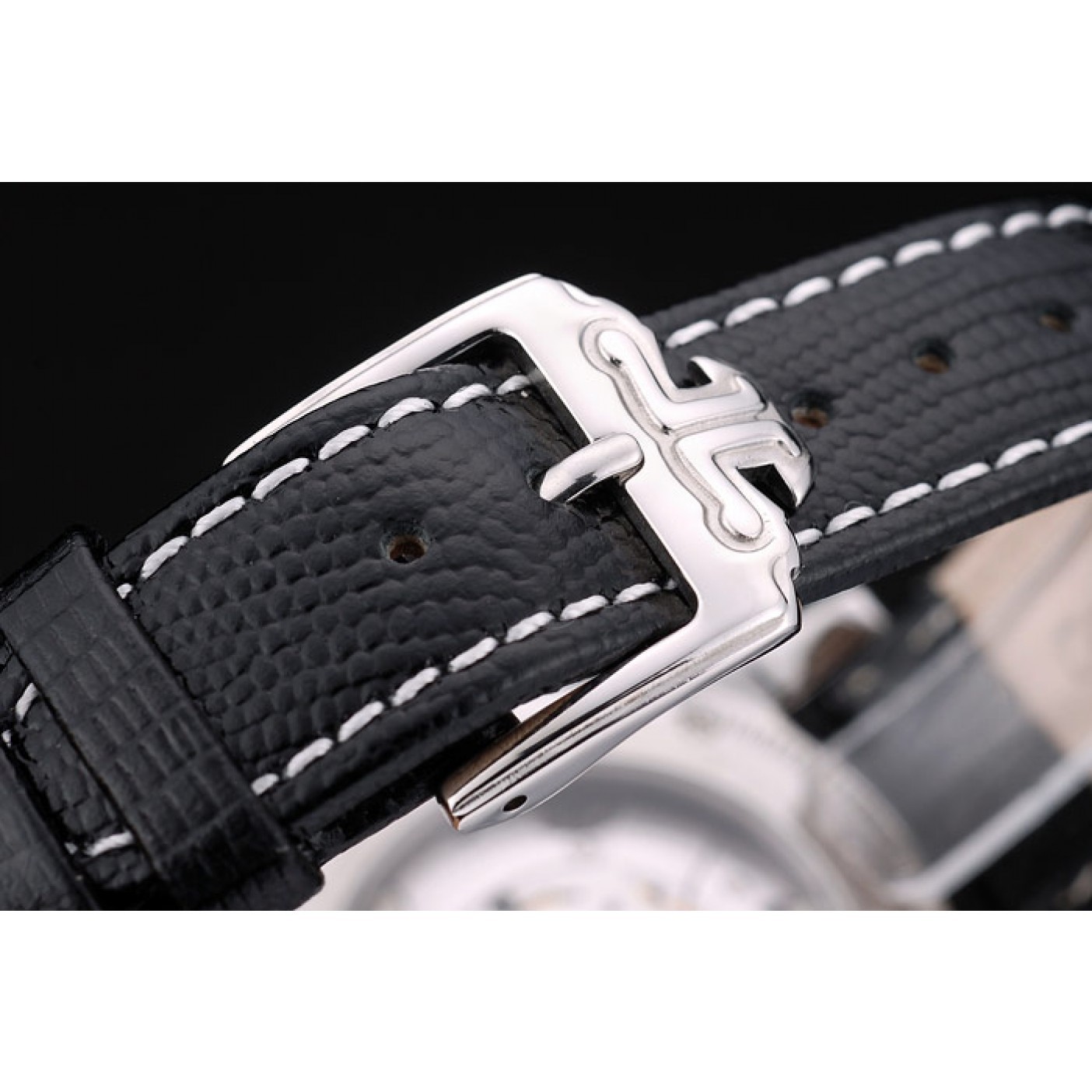 MiroTime Jaeger Le Coultre Swiss Master Control Stainless Steel Bezel Black Leather Strap 7593