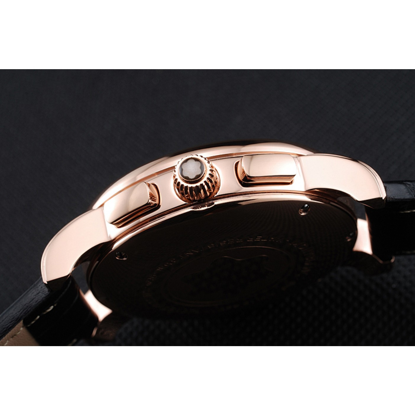 MiroTime Montblanc Twinfly Chronograph Black Dial Black Leather Bracelet 1454118