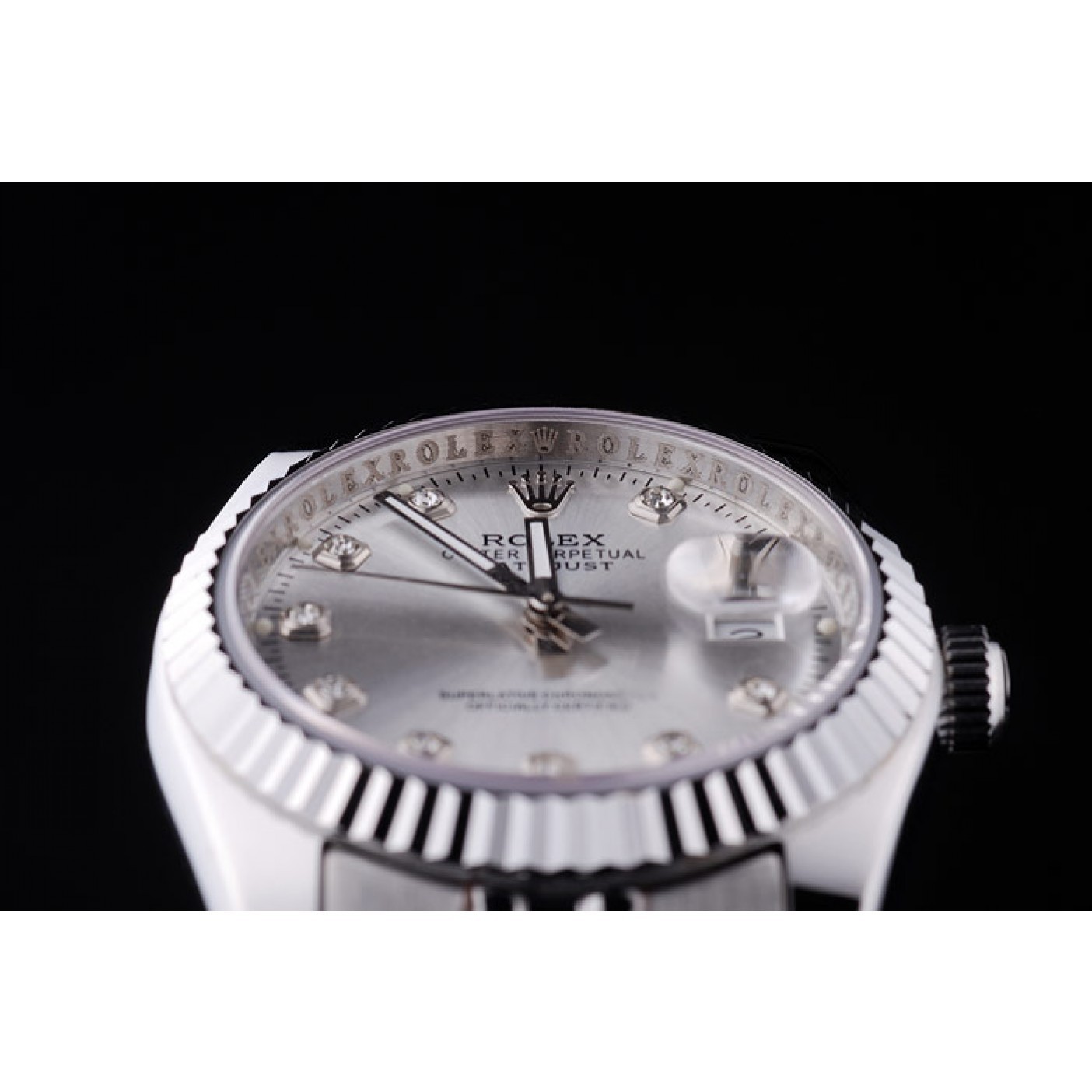 MiroTime Rolex Datejust Silver Dial Diamonds Ribbed Bezel 7455