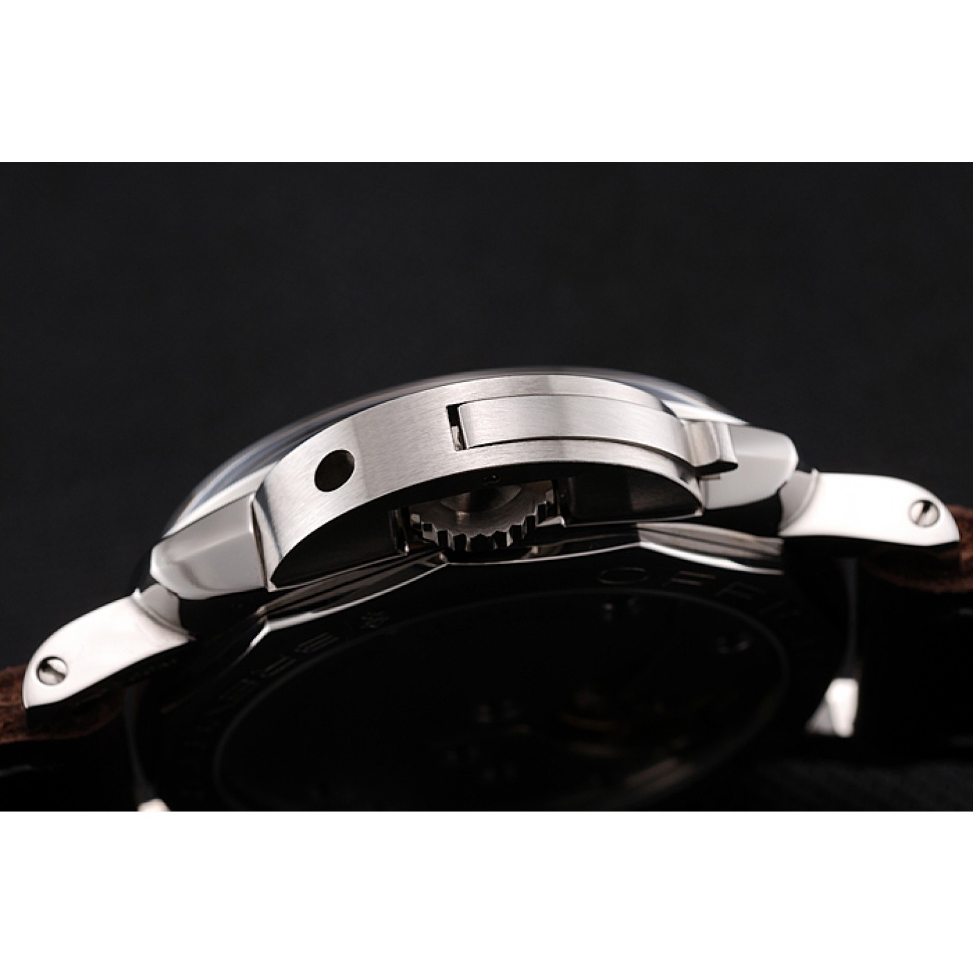 MiroTime Swiss Panerai Luminor Black Dial Stainless Steel Case Brown Leather Strap 1453854