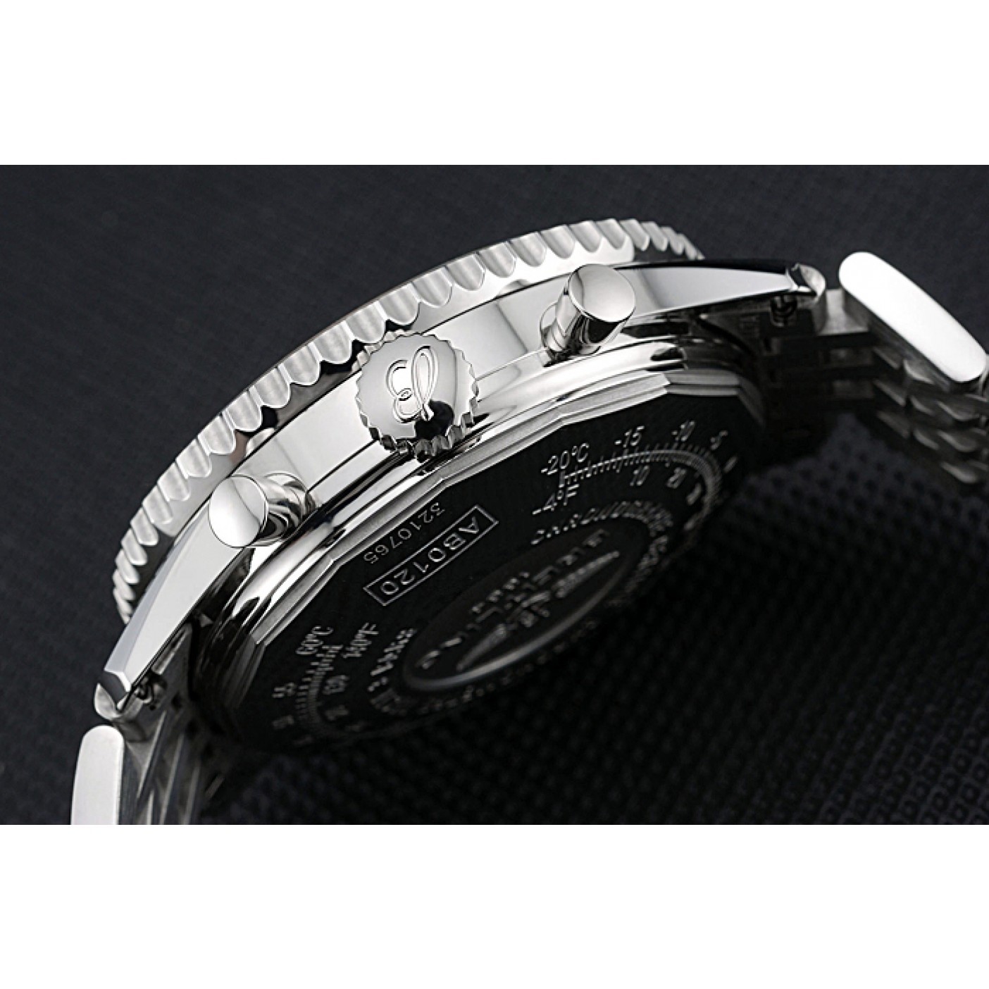 MiroTime Swiss Breitling Navitimer Black Dial Stainless Steel Bracelet 622442