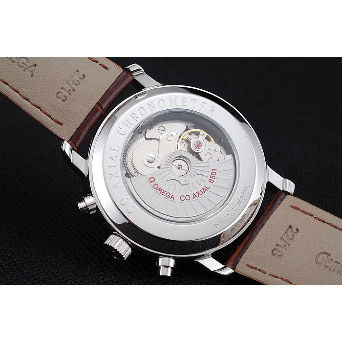 MiroTime Omega De Ville Moonphase White Dial Silver Case Brown Leather Bracelet 1454226