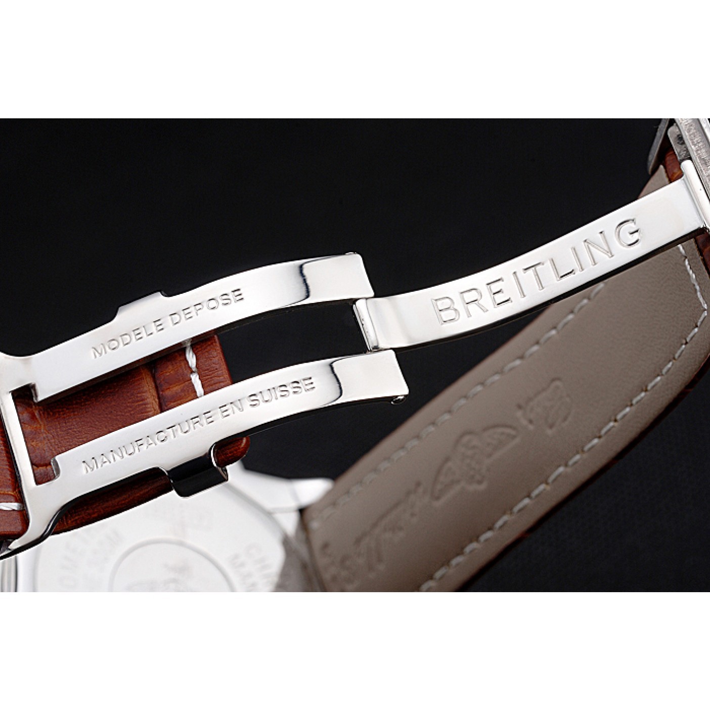 MiroTime Breitling Chronomat Brown Dial Rose Gold Bezel And Subdials Stainless Steel Case Brown Leather Strap