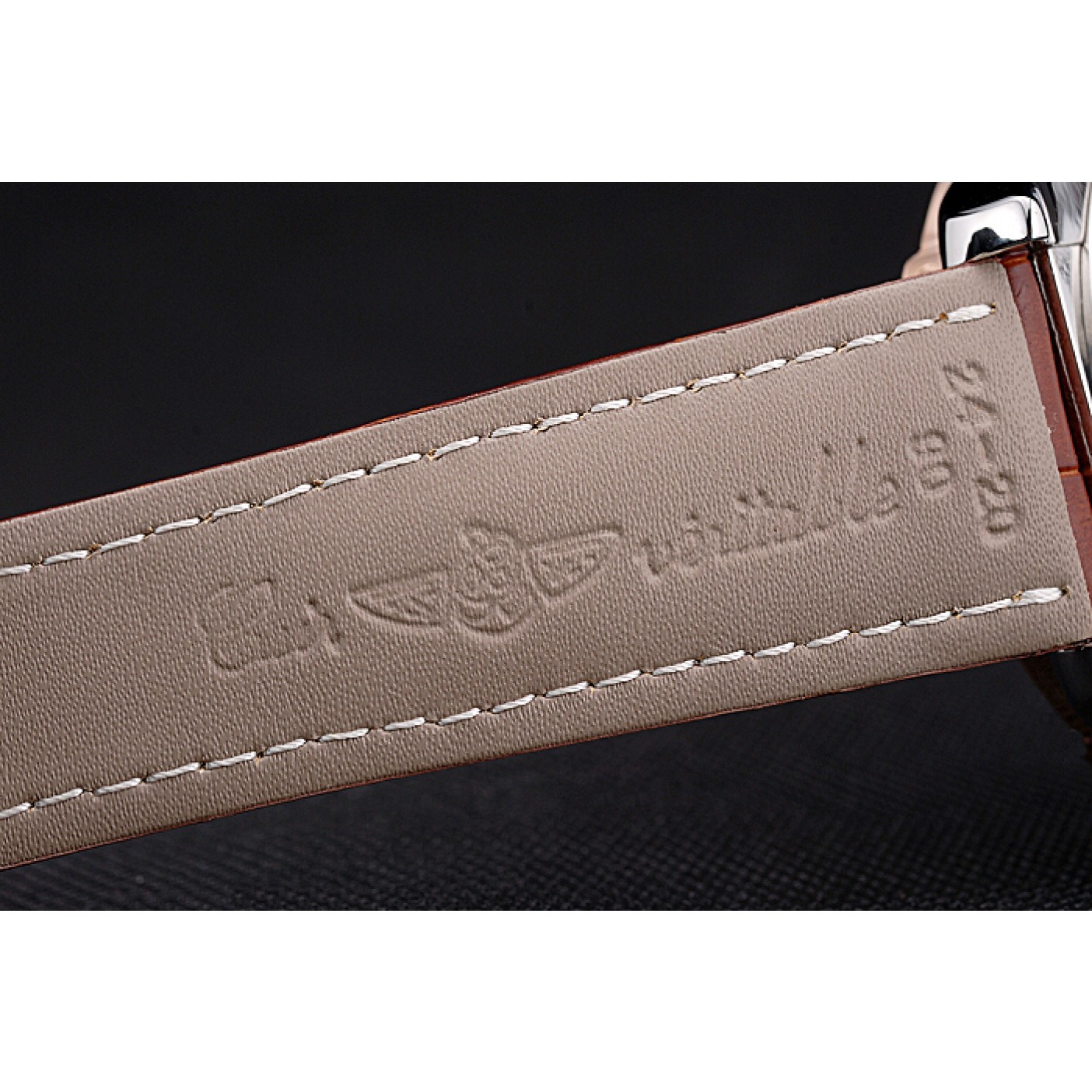 MiroTime Breitling Chronomat Brown Dial Rose Gold Bezel And Subdials Stainless Steel Case Brown Leather Strap