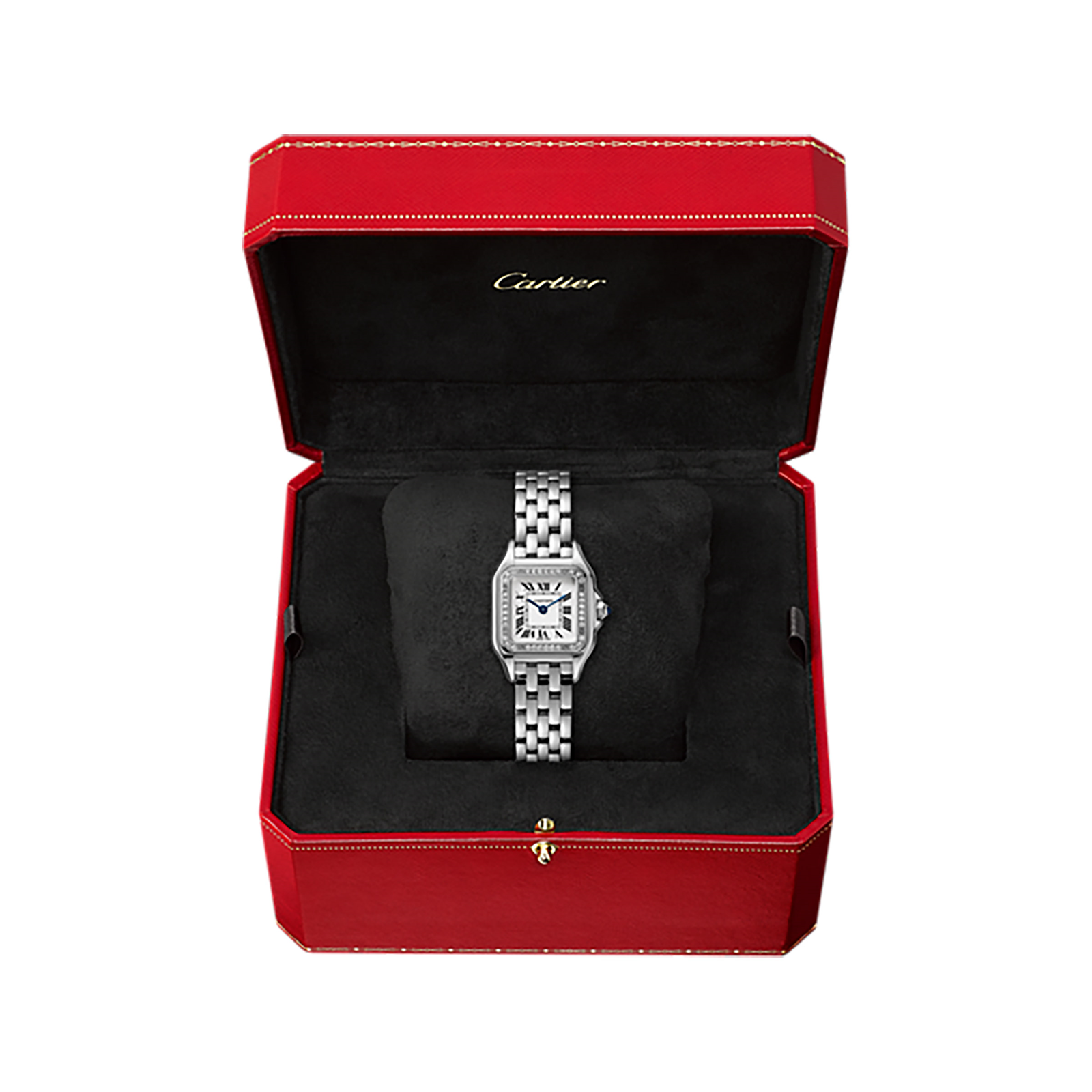 MiroTime Swiss Panthère de Cartier watch, Small model, steel, diamonds