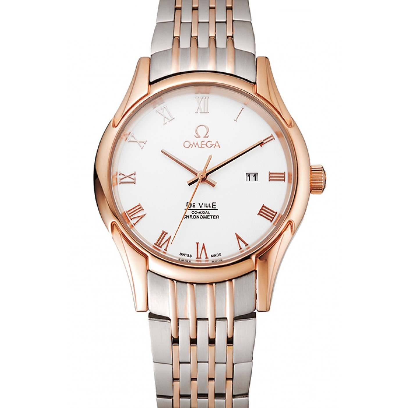 MiroTime Omega De Ville White Dial Rose Gold Case Two Tone Bracelet 1453781
