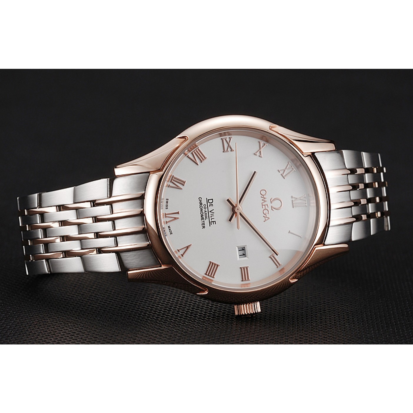 MiroTime Omega De Ville White Dial Rose Gold Case Two Tone Bracelet 1453781