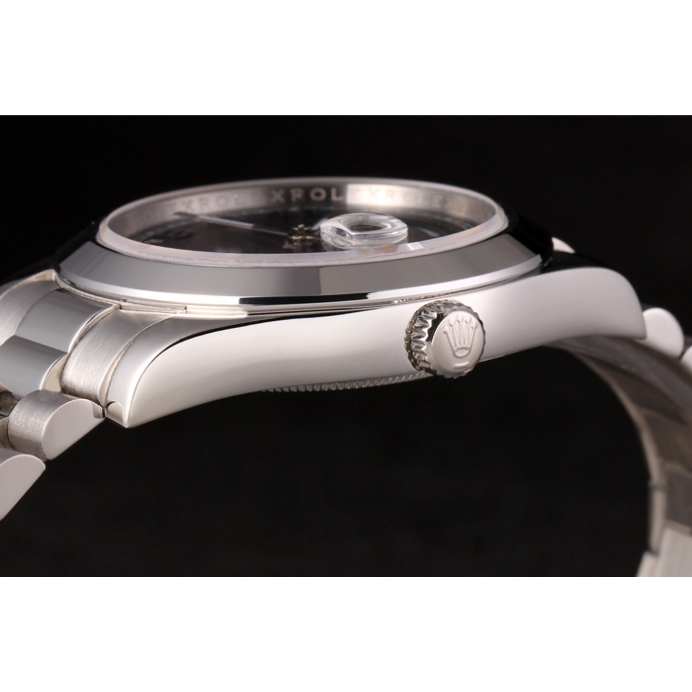MiroTime Swiss Rolex Daydate Stainless Steel Bracelet Black Dial 80294