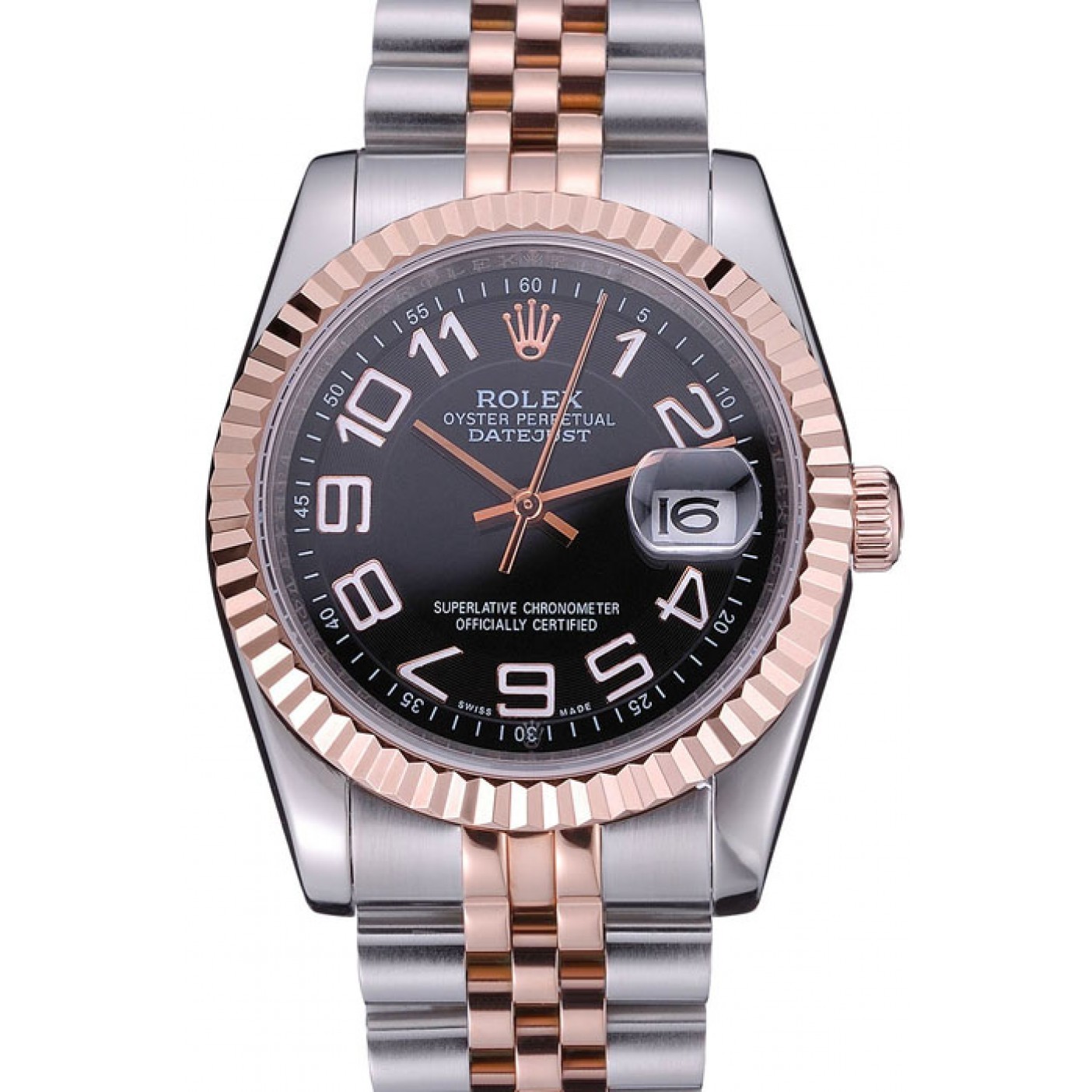 MiroTime Rolex DateJust Black Dial Stainless Steel and Gold Bracelet 622545