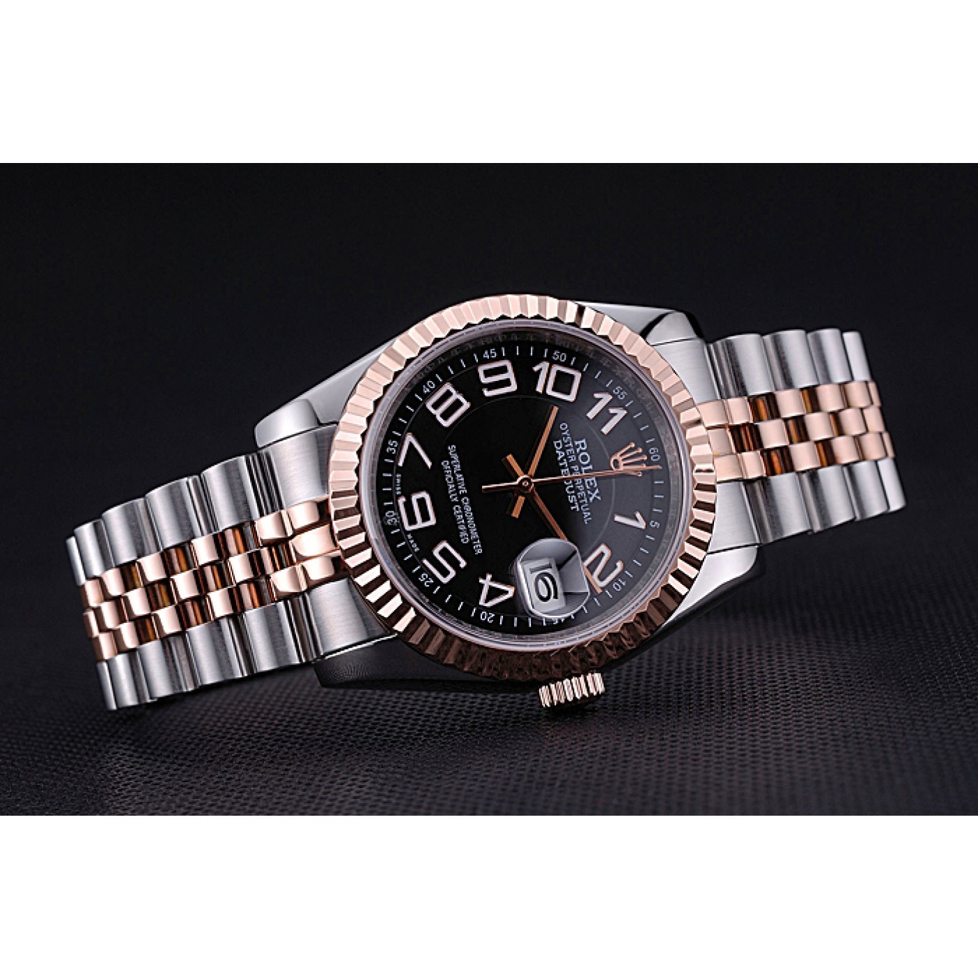 MiroTime Rolex DateJust Black Dial Stainless Steel and Gold Bracelet 622545