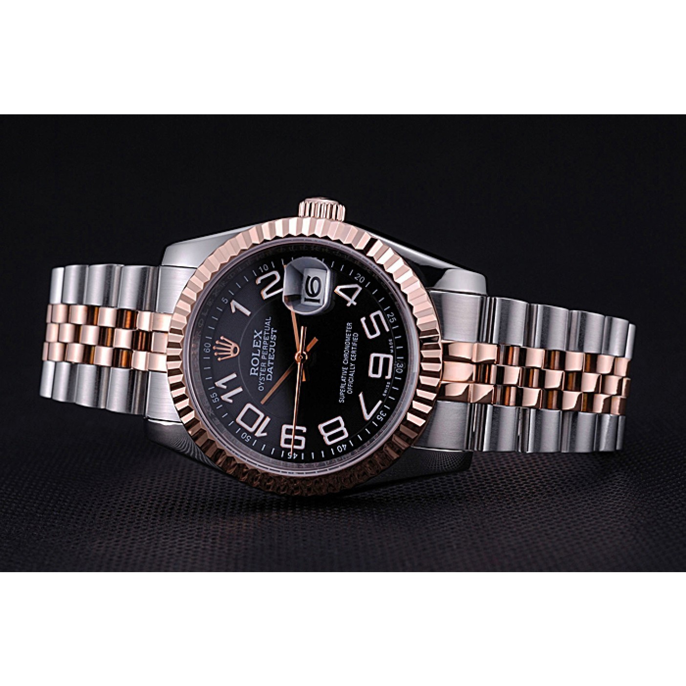 MiroTime Rolex DateJust Black Dial Stainless Steel and Gold Bracelet 622545