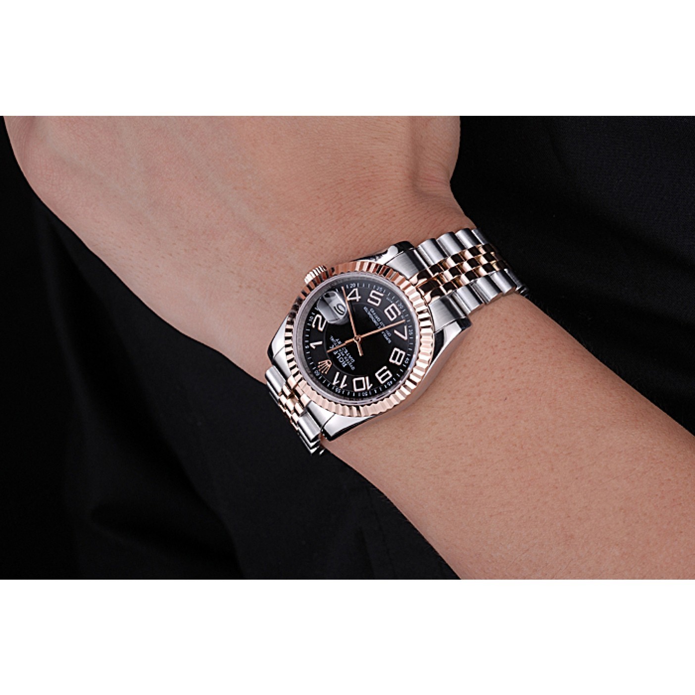 MiroTime Rolex DateJust Black Dial Stainless Steel and Gold Bracelet 622545