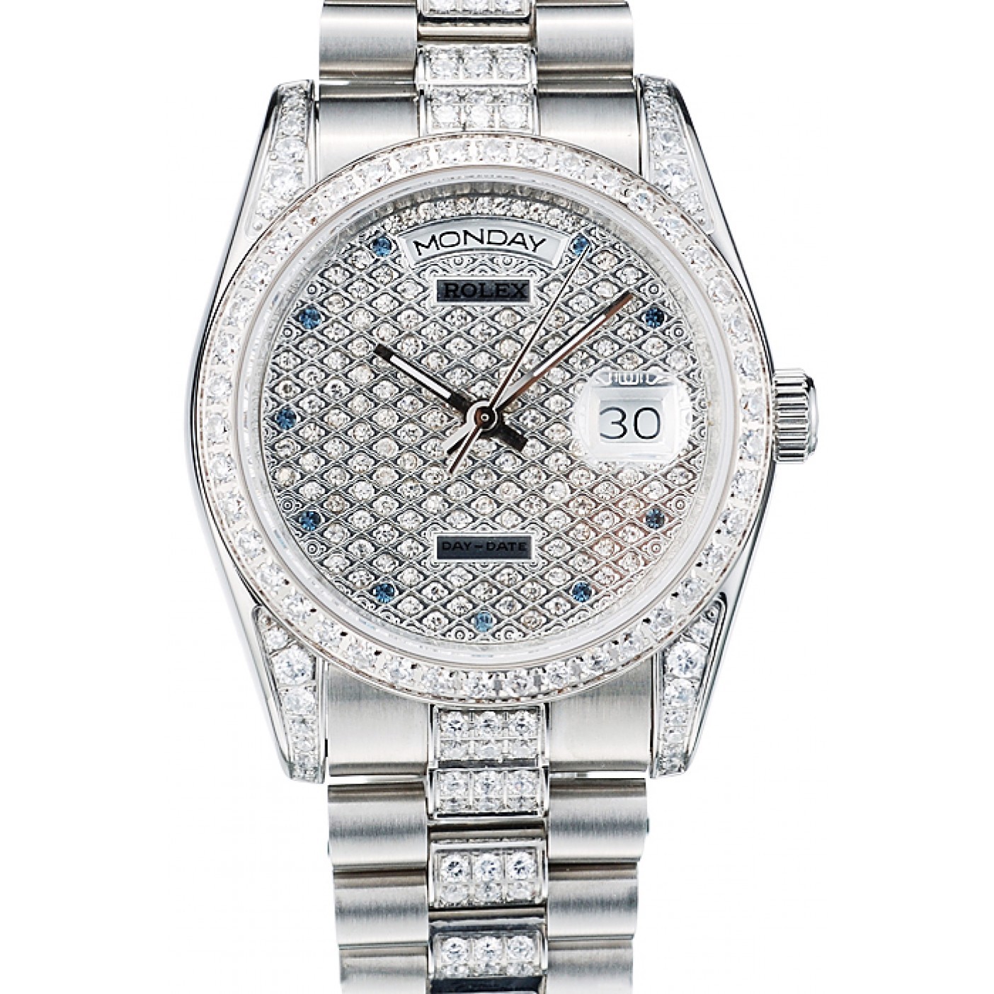 MiroTime Rolex DayDate Diamond Plated Stainless Steel Bracelet Diamond Plated Dial 41986