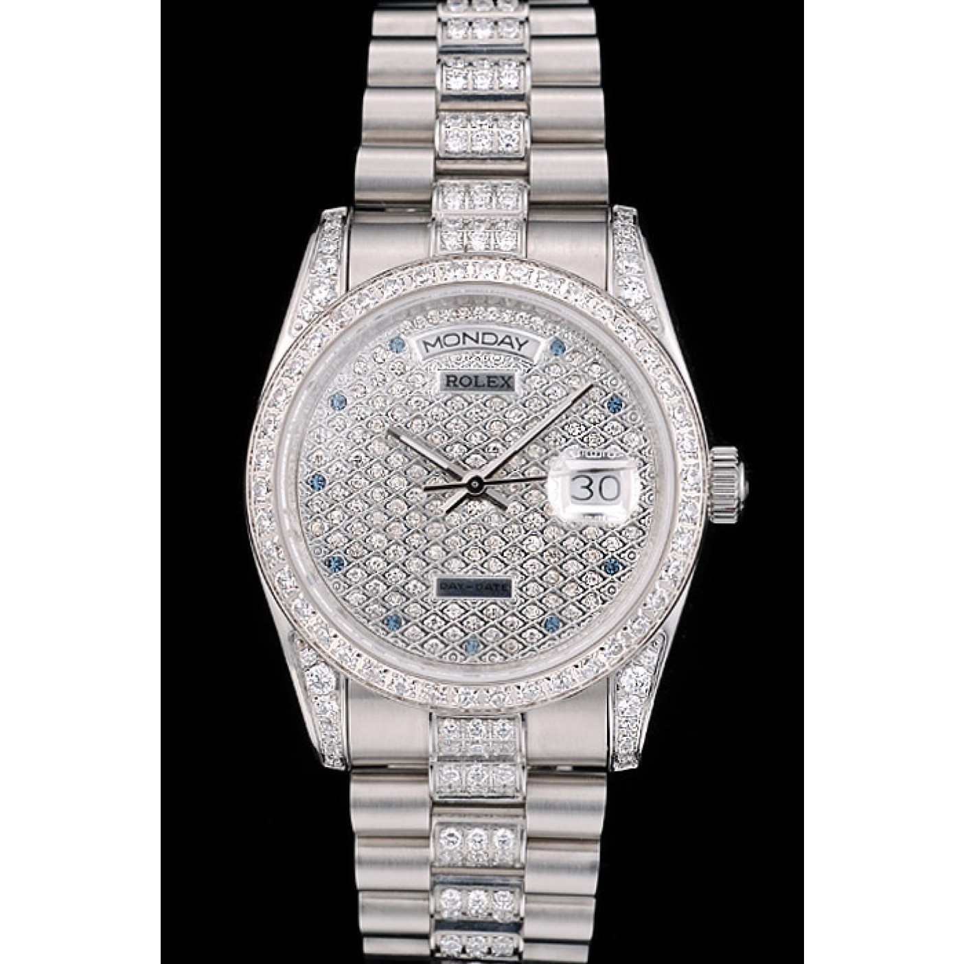 MiroTime Rolex DayDate Diamond Plated Stainless Steel Bracelet Diamond Plated Dial 41986