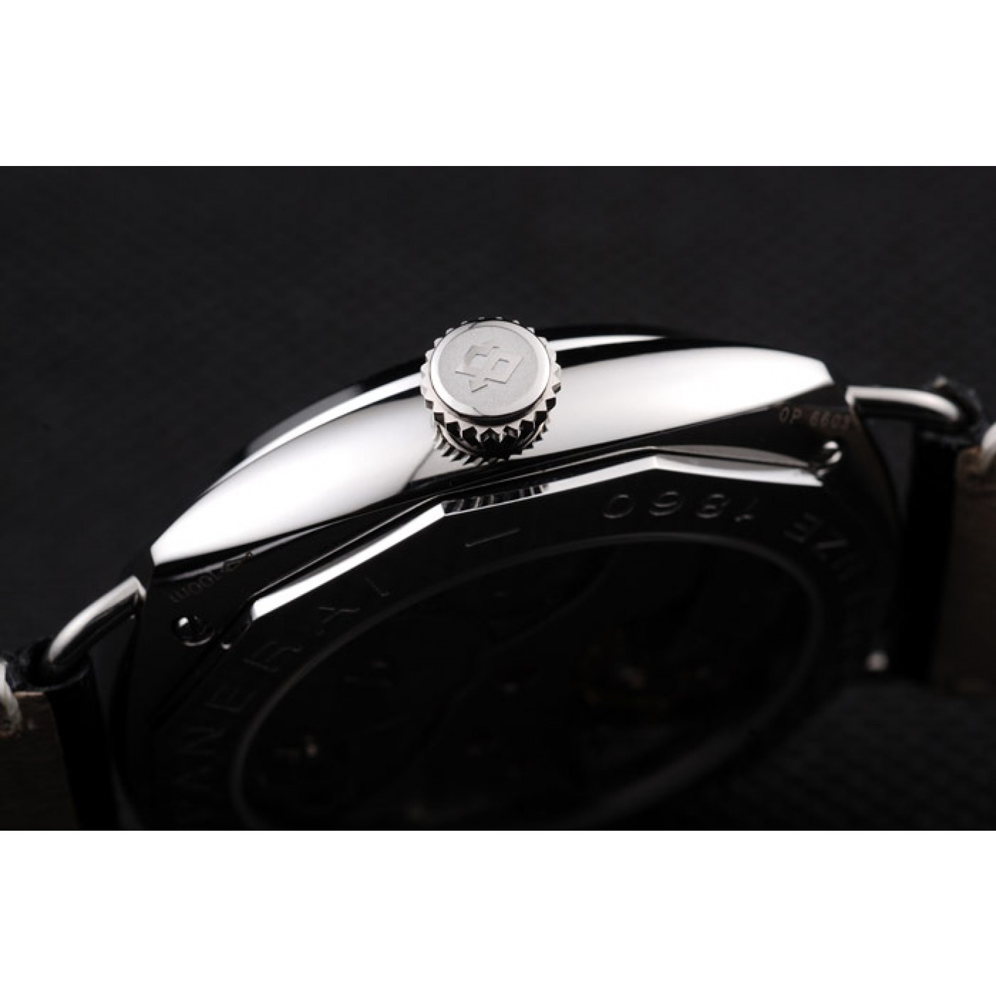 MiroTime Panerai Radiomir Polished Stainless Steel Case Black Dial Black Leather Strap 98140