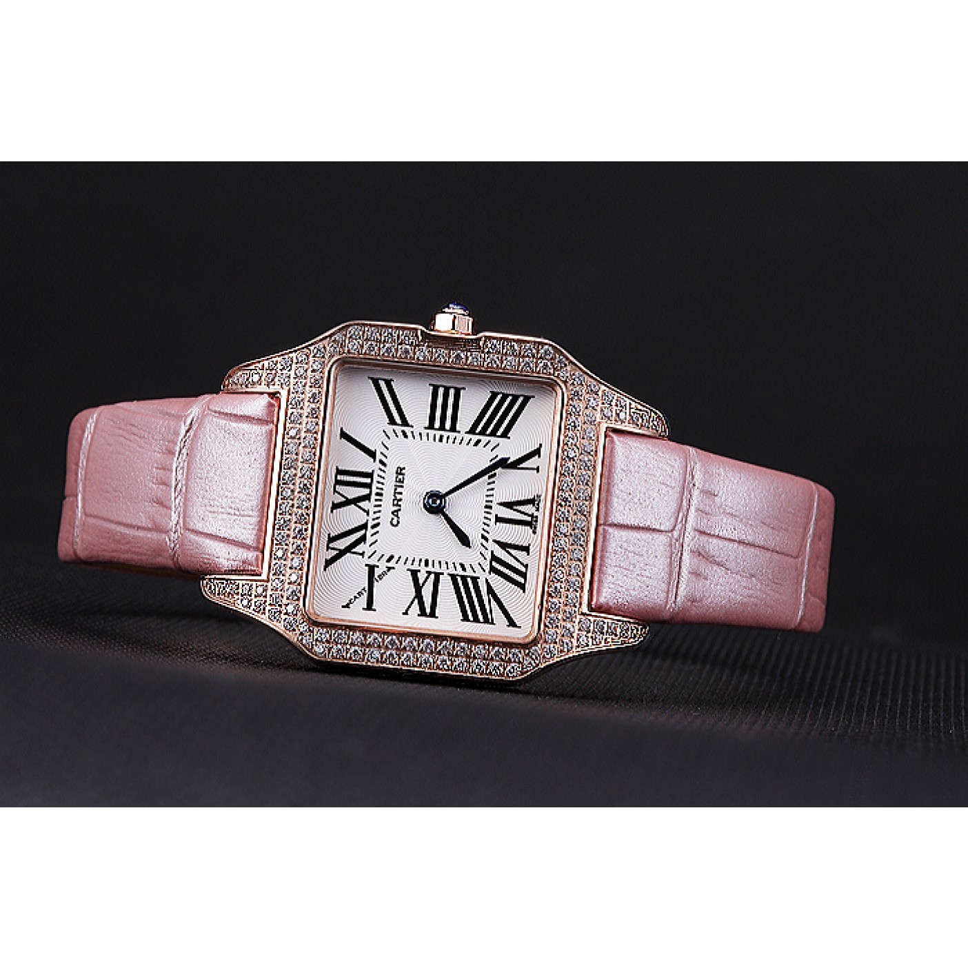 MiroTime Cartier Santos 100 Diamond Rose Gold Bezel 621915