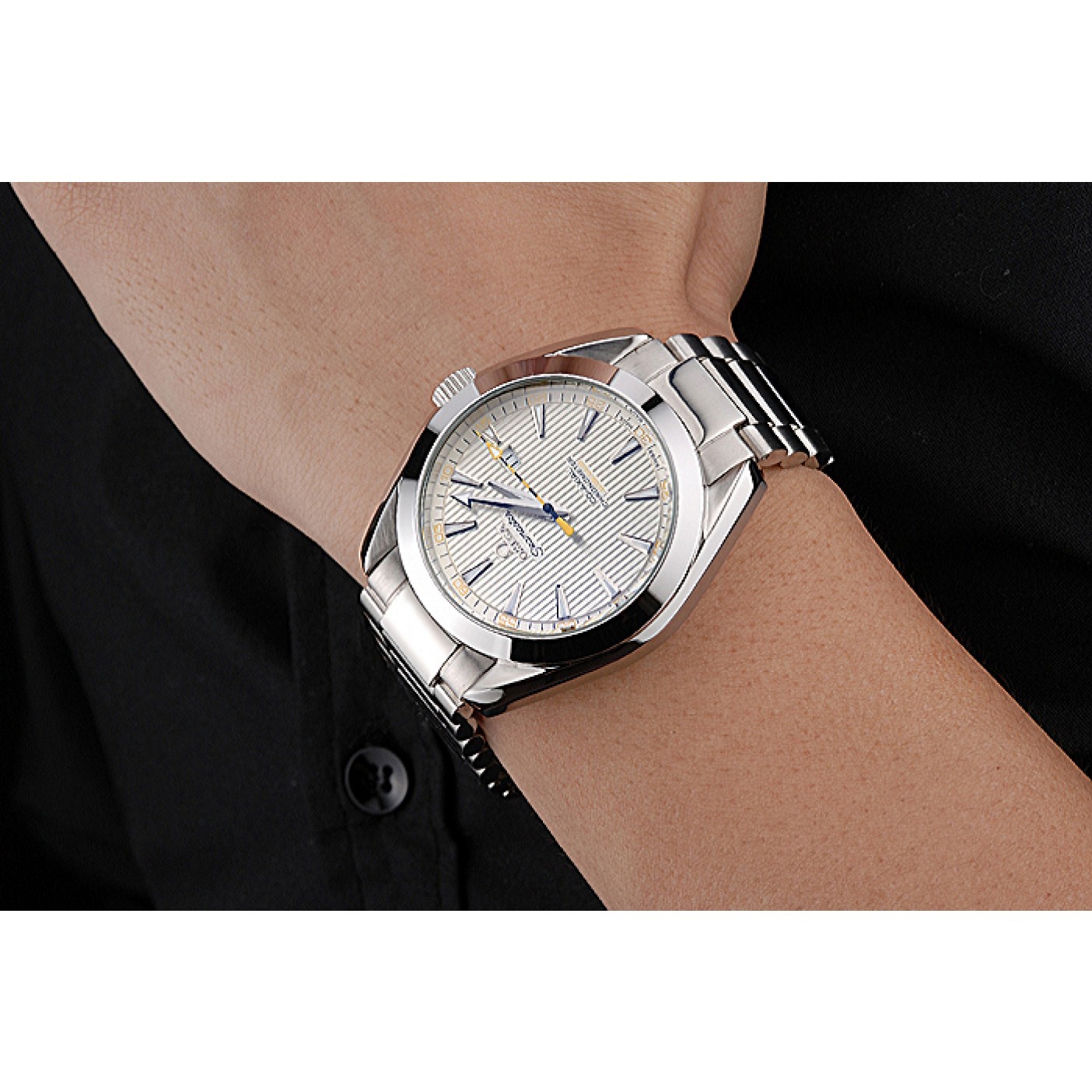 MiroTime Omega Seamaster Aqua Terra Ivory Dial Black And Yellow Seconds Hand Stainless Steel Bracelet 622525