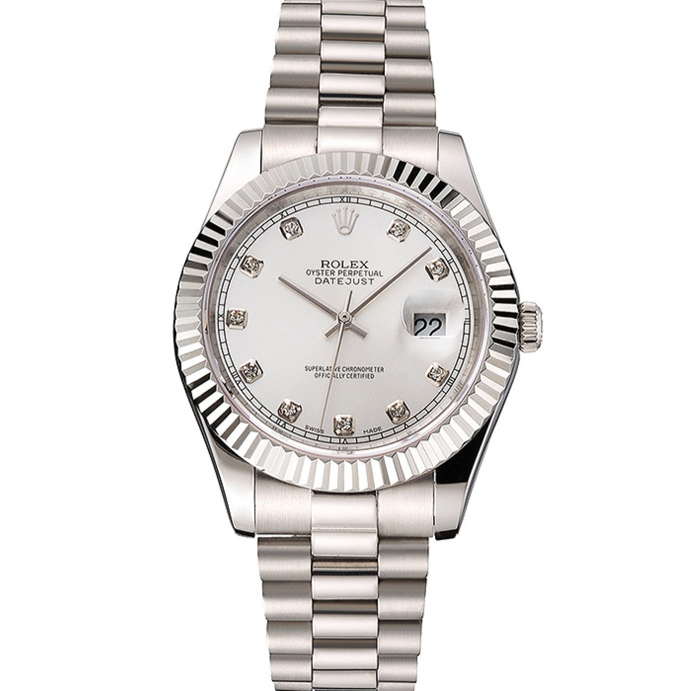 MiroTime Swiss Rolex Datejust Silver Dial Stainless Steel Case And Bracelet