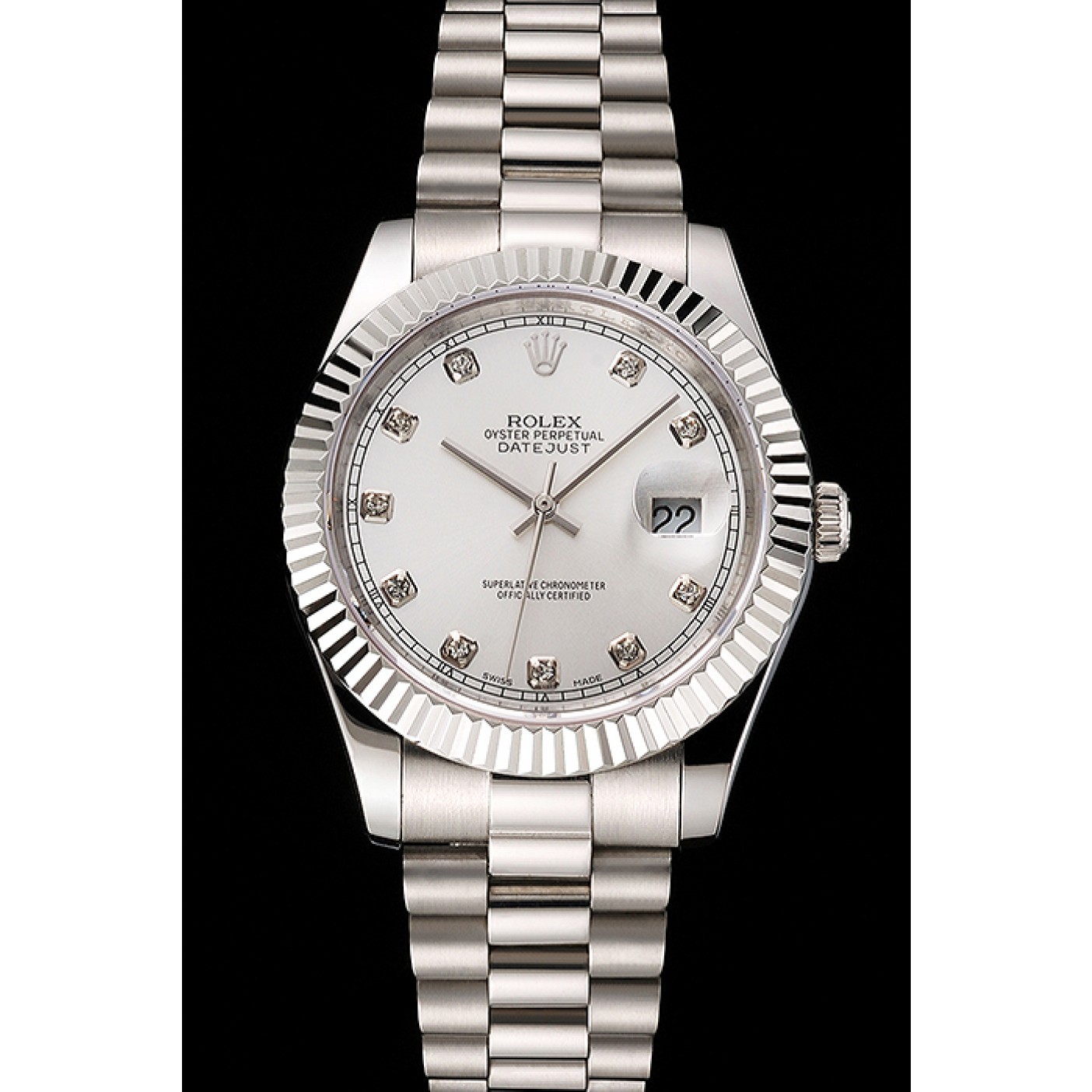 MiroTime Swiss Rolex Datejust Silver Dial Stainless Steel Case And Bracelet