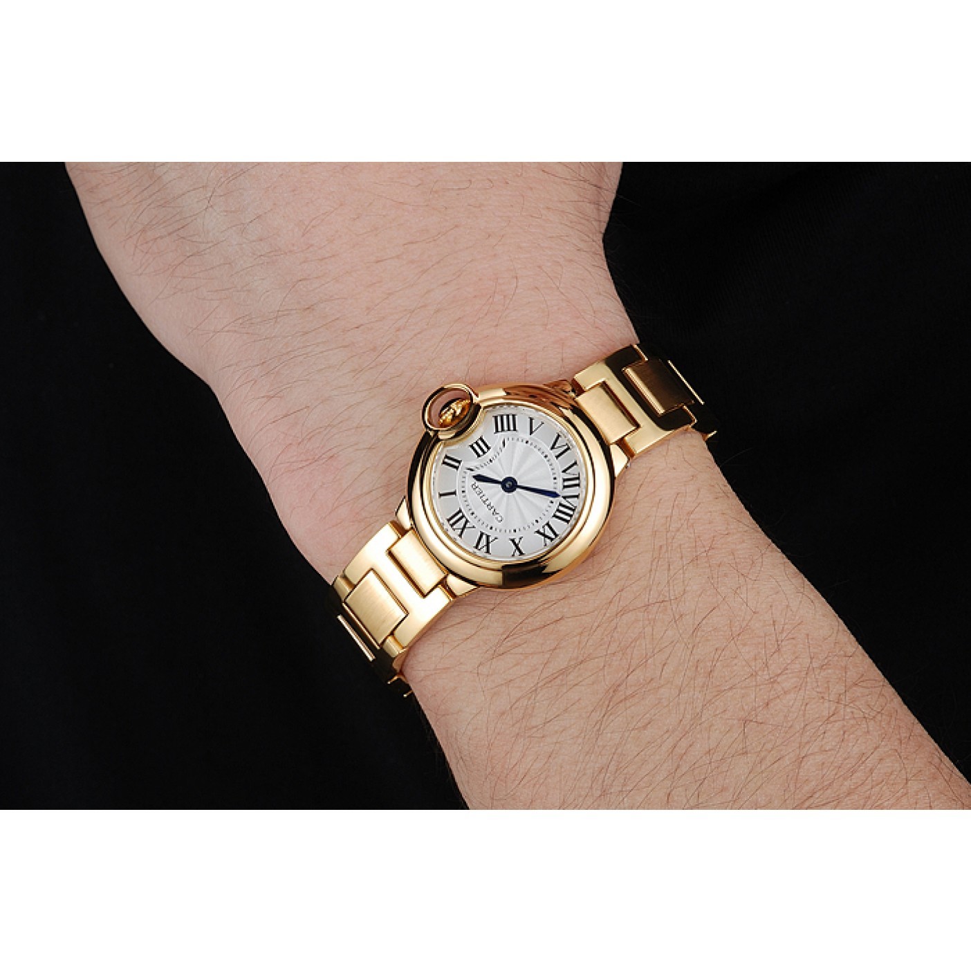 MiroTime Cartier Ballon Bleu White Dial Yellow Gold Stainless Steel Bracelet 1454191