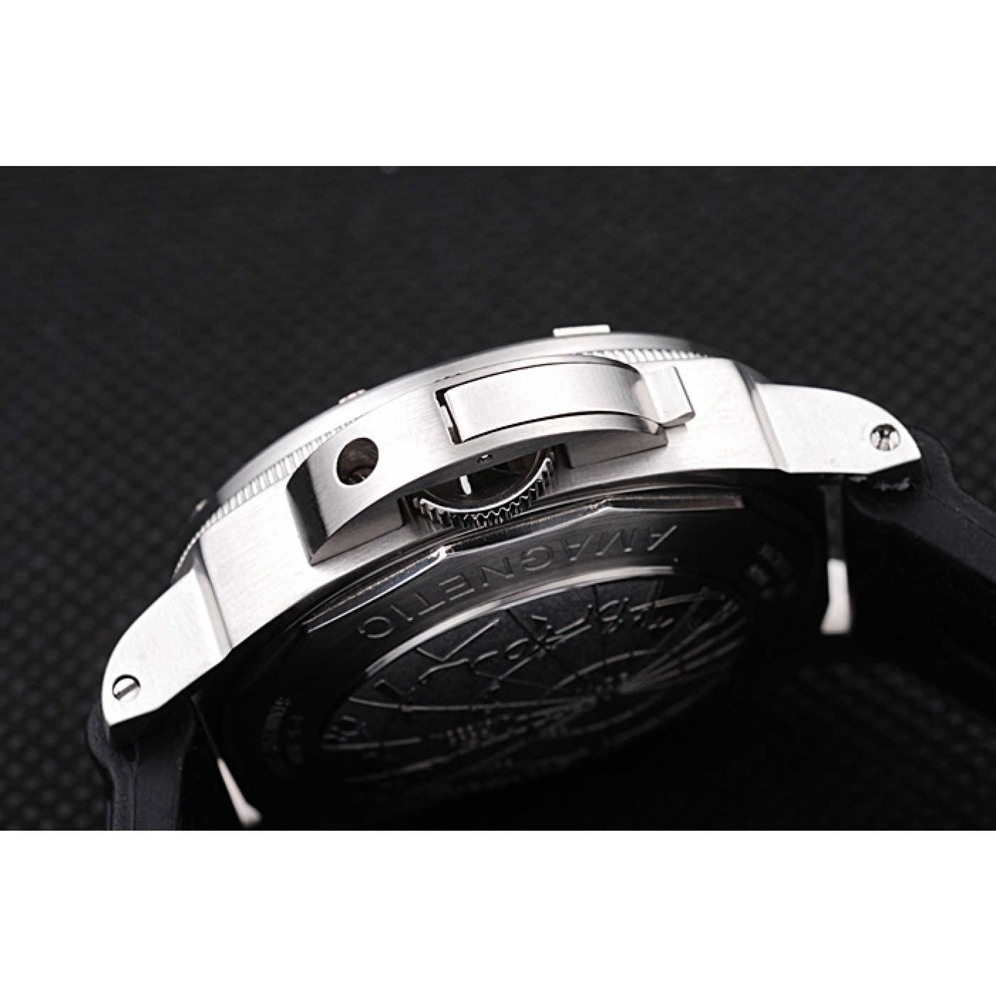 MiroTime Panerai Luminor Brushed Stainless Steel Case Black Dial Black Rubber Strap 98164