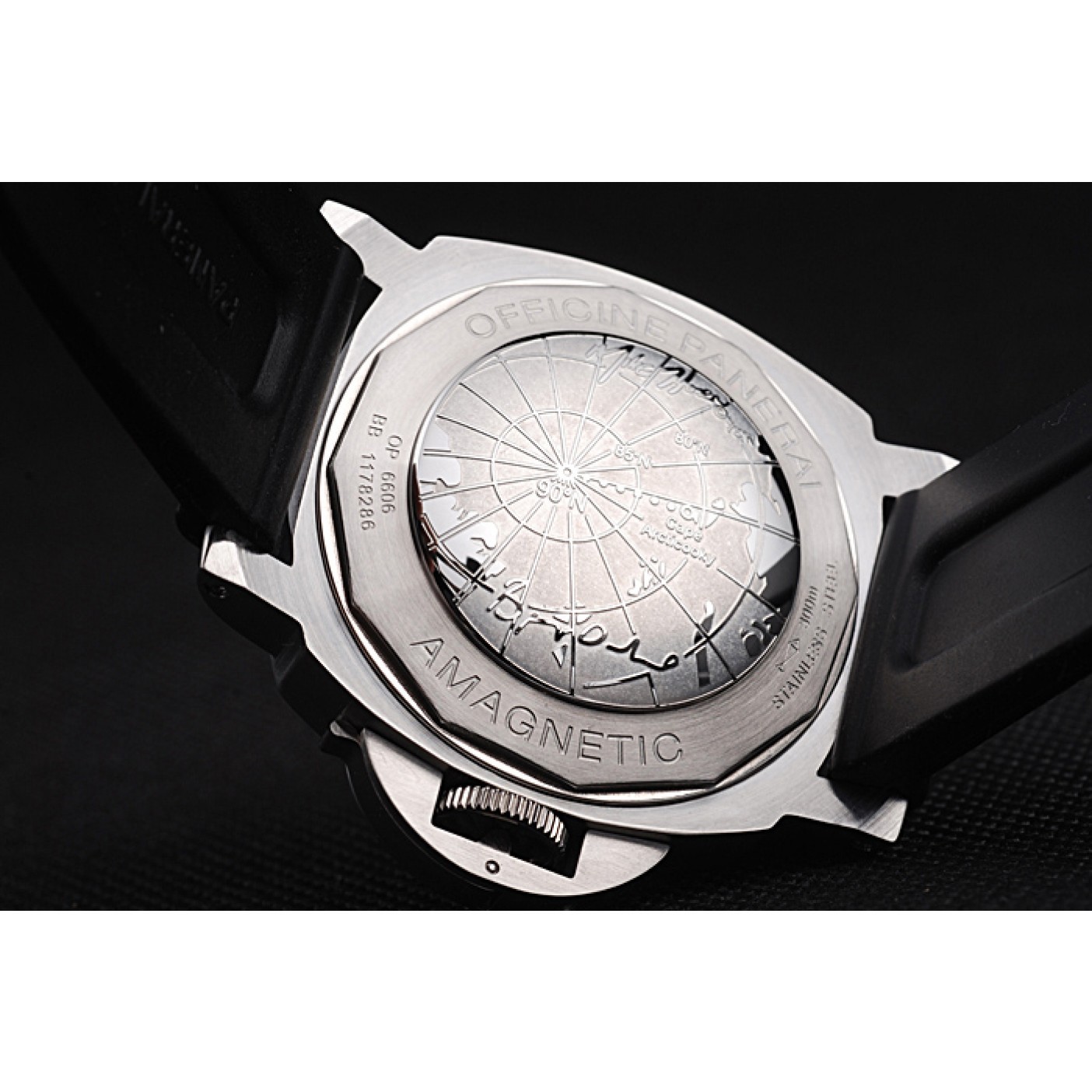 MiroTime Panerai Luminor Brushed Stainless Steel Case Black Dial Black Rubber Strap 98164