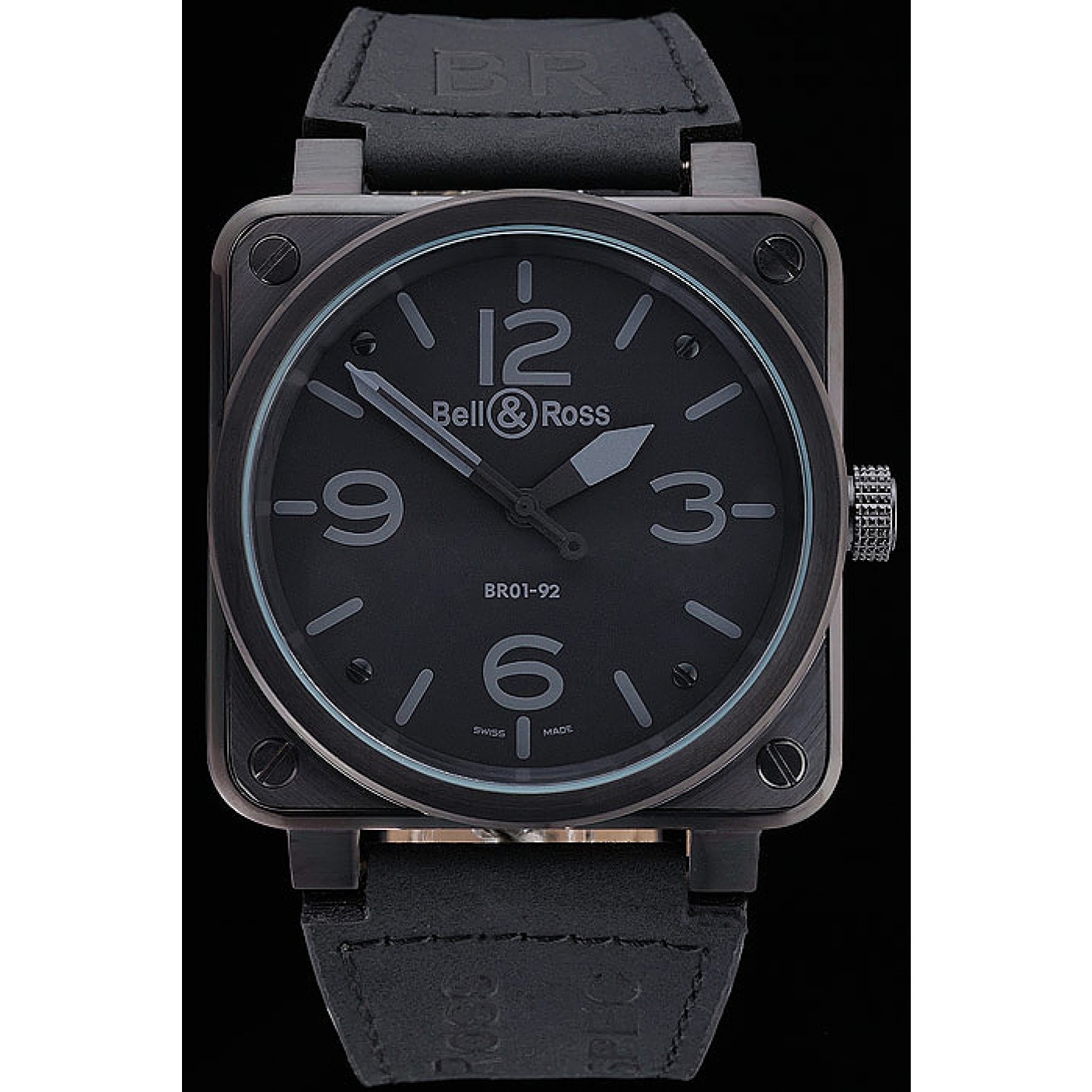 MiroTime Bell and Ross BR 01-92 Black Dial Black Case Black Leather Strap