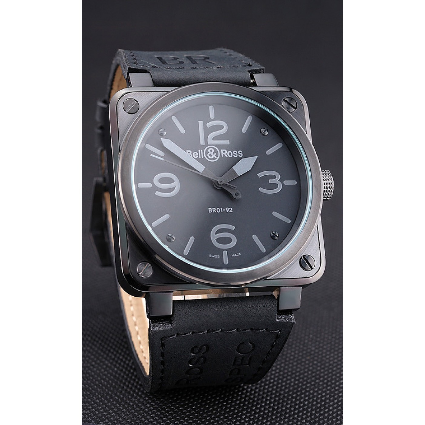 MiroTime Bell and Ross BR 01-92 Black Dial Black Case Black Leather Strap