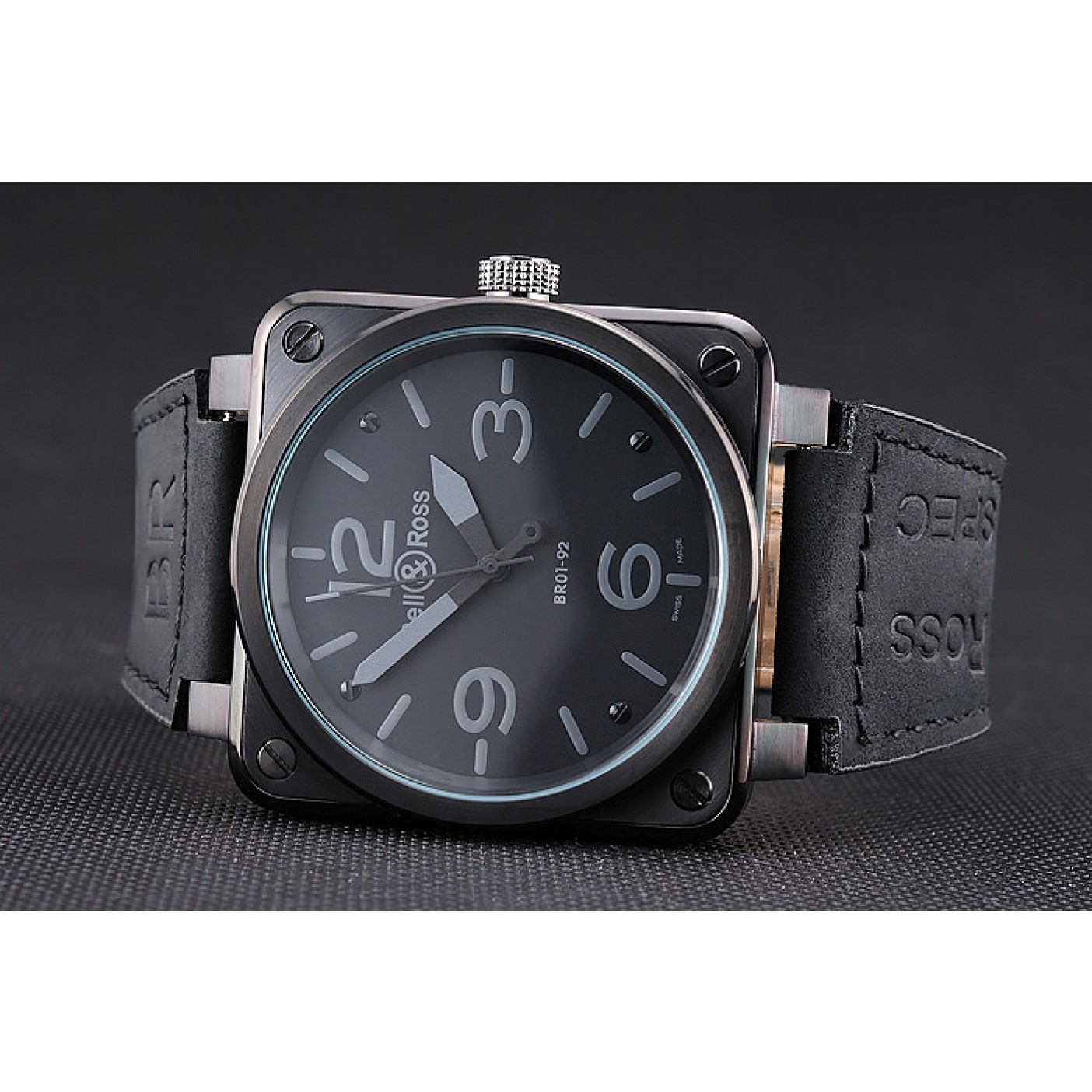 MiroTime Bell and Ross BR 01-92 Black Dial Black Case Black Leather Strap