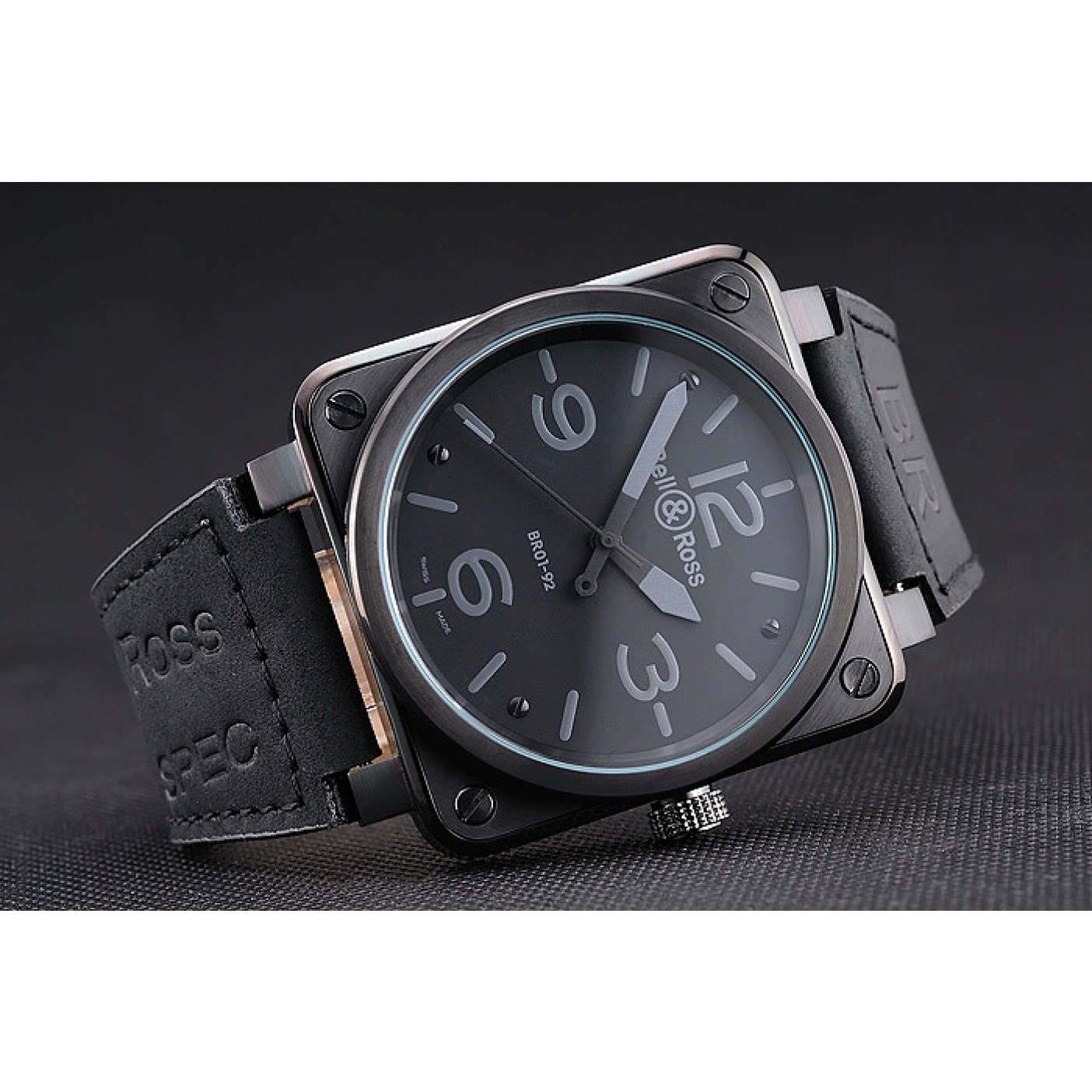 MiroTime Bell and Ross BR 01-92 Black Dial Black Case Black Leather Strap
