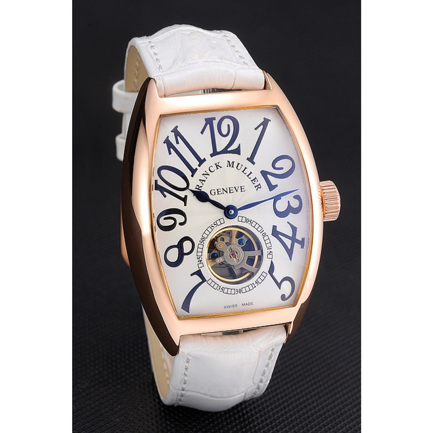 MiroTime Franck Muller Casablanca White Croco Leather Strap White Dial 80283