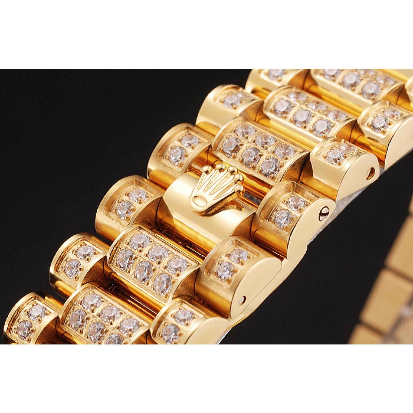 MiroTime Swiss Rolex Day Date Yellow Gold Full Diamond Pave