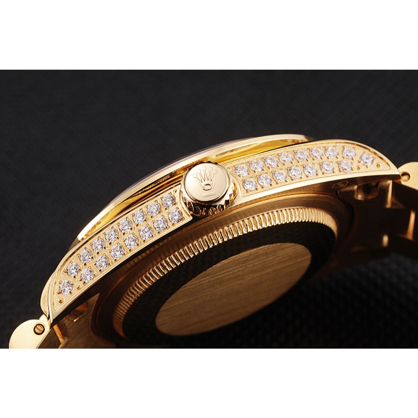 MiroTime Swiss Rolex Day Date Yellow Gold Full Diamond Pave