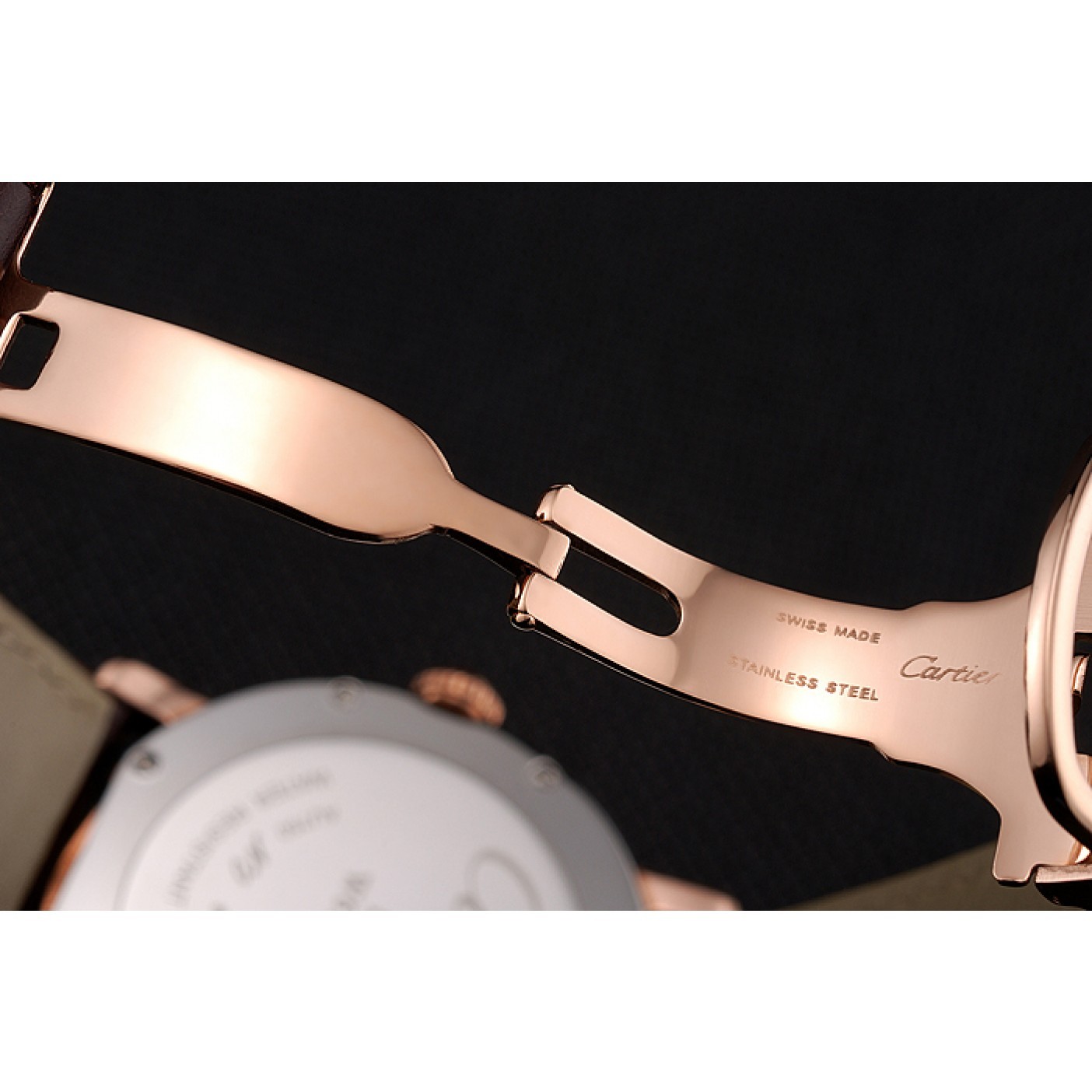 MiroTime Cartier Ronde Solo Brown Dial Diamond Bezel Rose Gold Case Brown Leather Strap