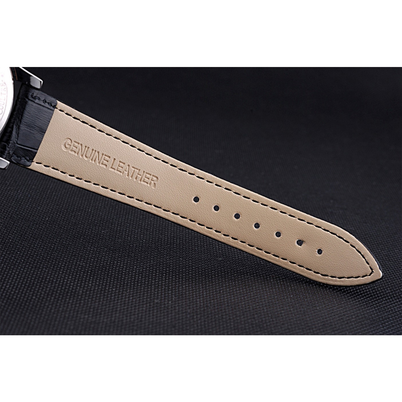 MiroTime Jaeger LeCoultre Master Black Dial Black Leather Band Stainless Steel Bezel 622079