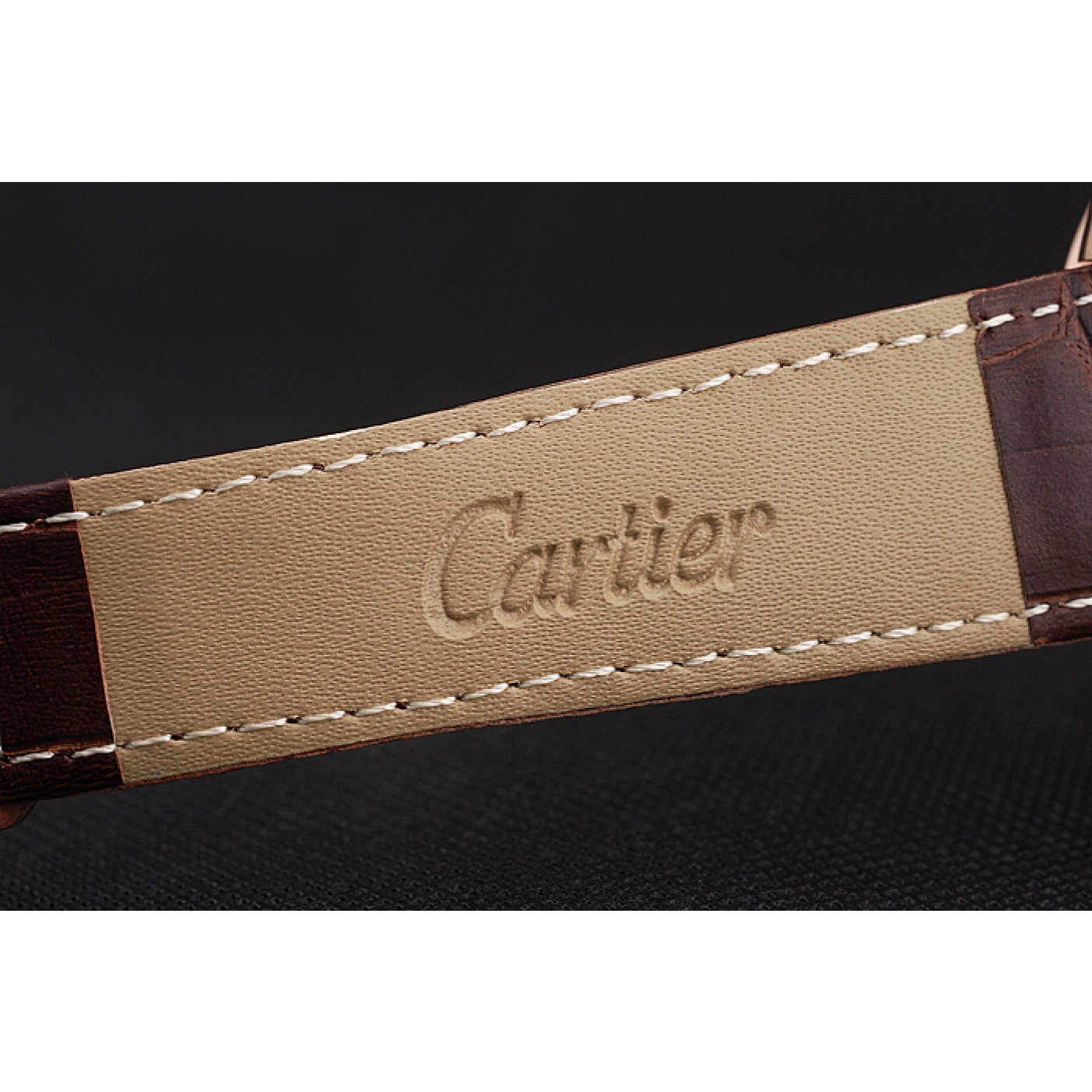 MiroTime Cartier Calibre De Cartier Small Seconds White Dial Rose Gold Case Brown Leather Strap