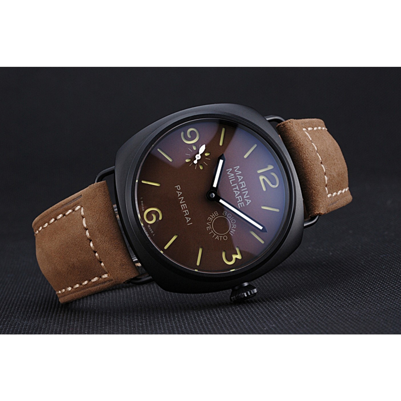 MiroTime Panerai Luminor Marina Militare Ion Plated Stainless Steel Bezel Khaki Bracelet 622319