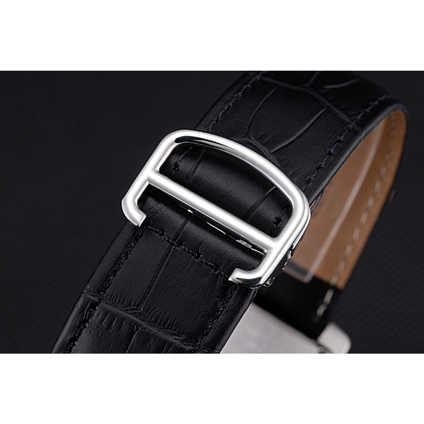 MiroTime Cartier Tank MC White Dial Stainless Steel Case Black Leather Bracelet 622689