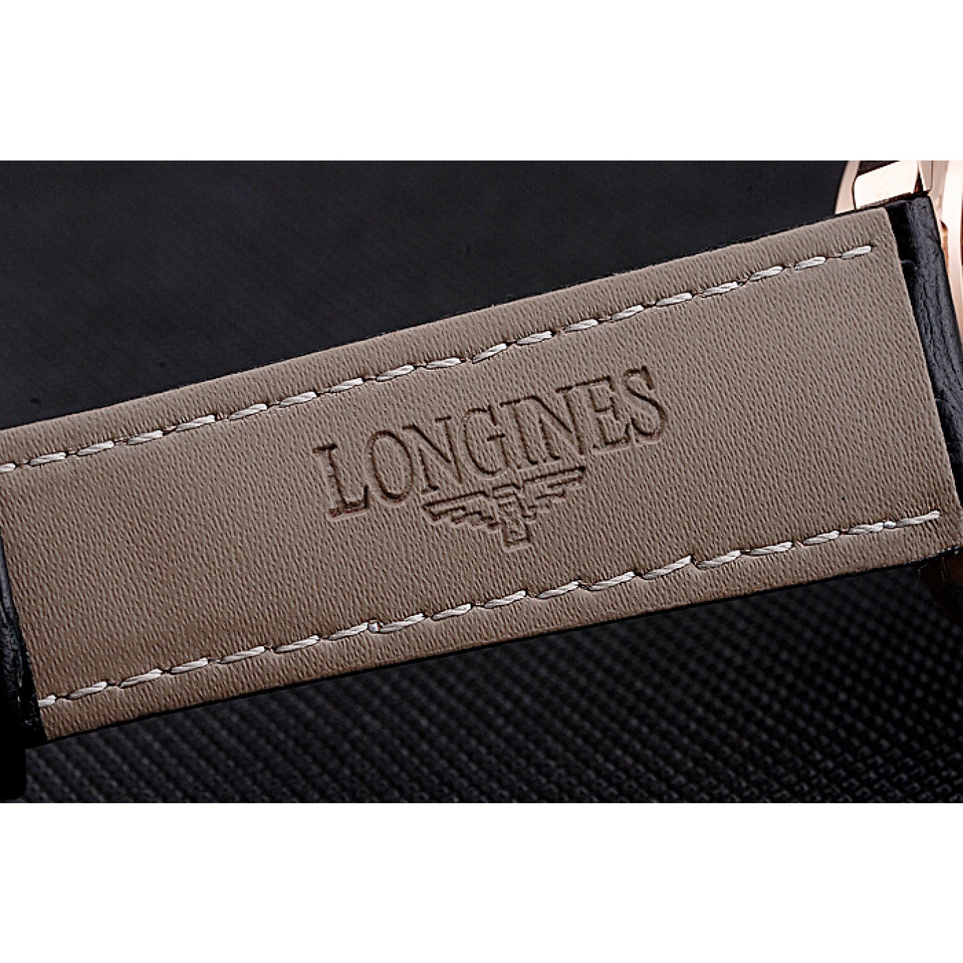 MiroTime Longines Column Wheel Black Dial Gold Case Black Leather Strap