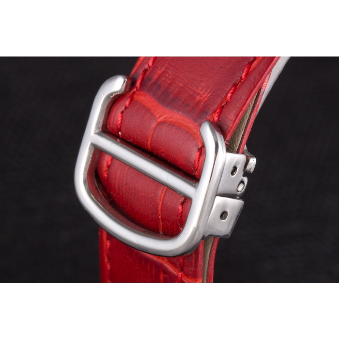 MiroTime Cartier Ballon Bleu Silver Bezel with Red Dial and Red Leather Band 621556