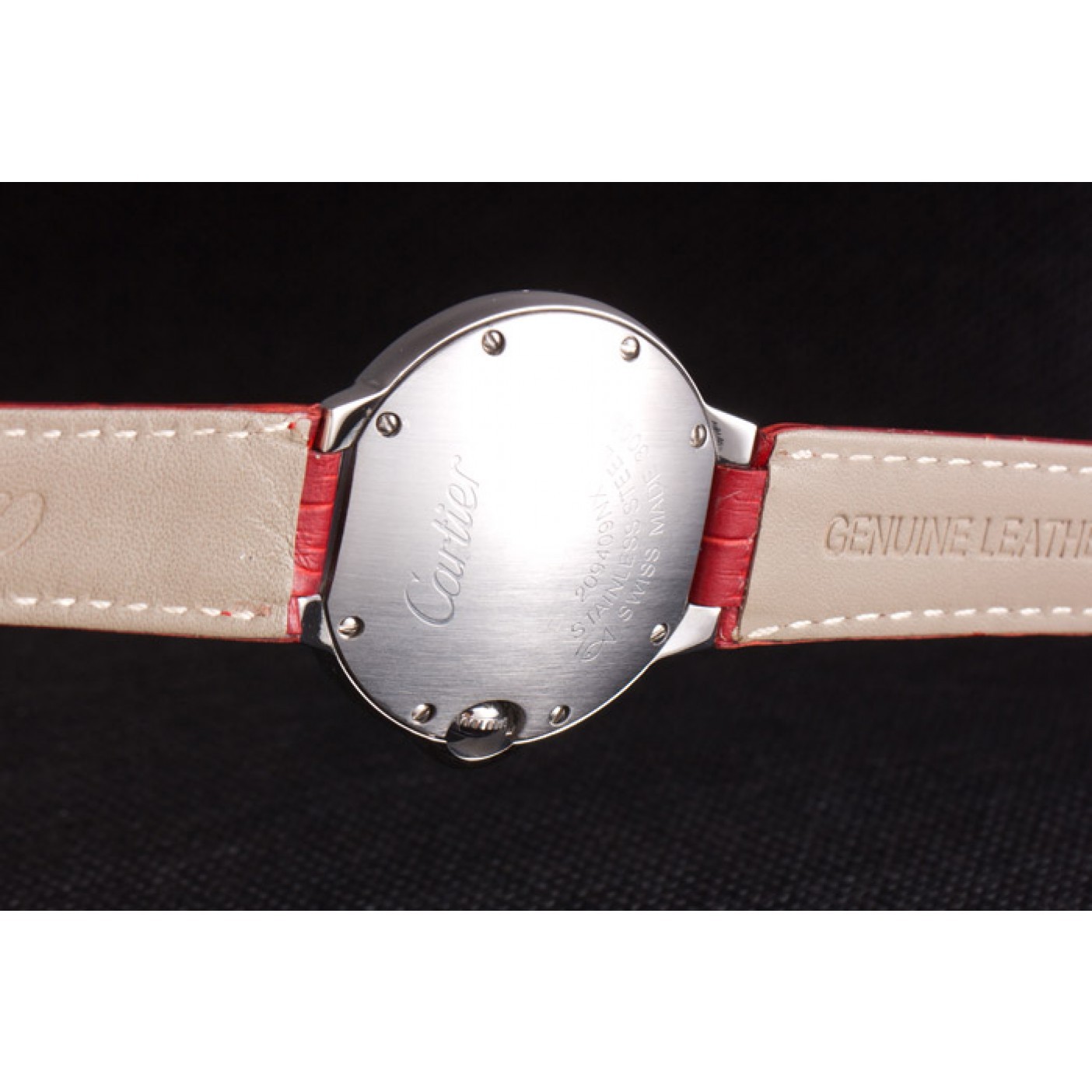 MiroTime Cartier Ballon Bleu Silver Bezel with Red Dial and Red Leather Band 621556