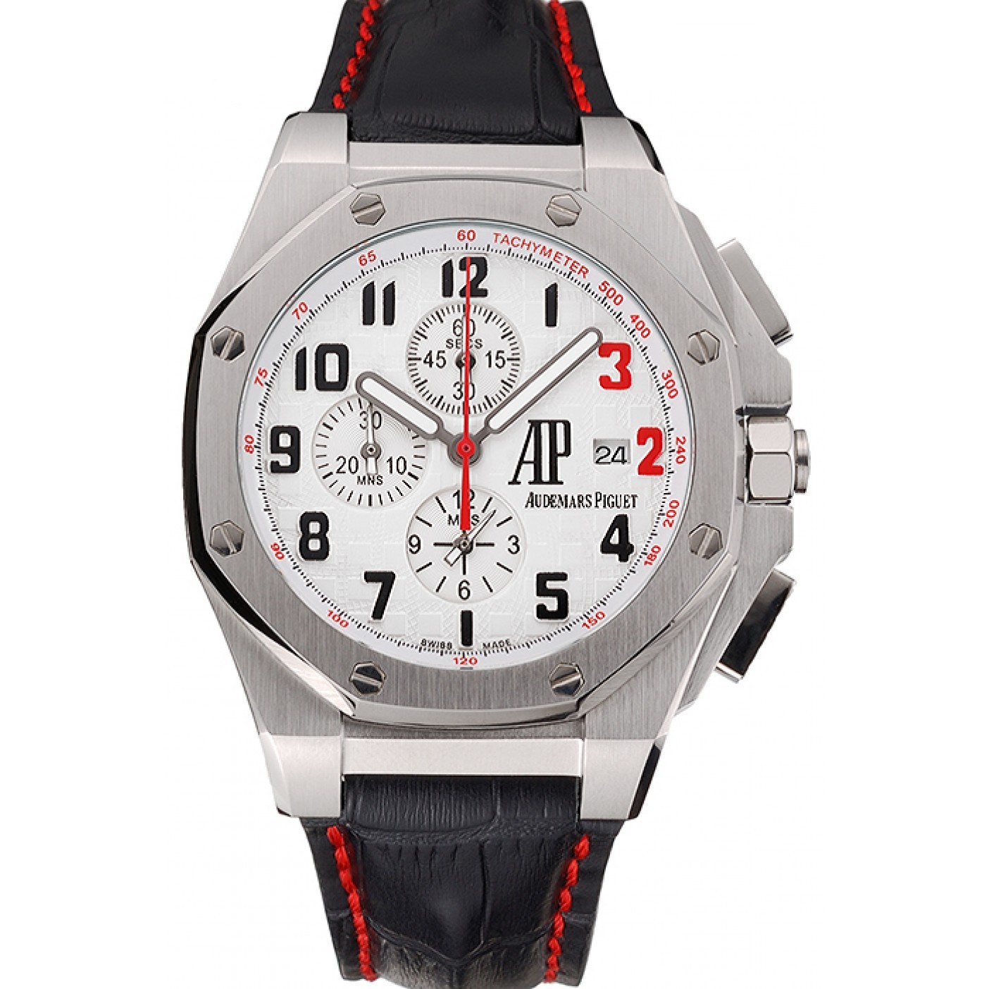 MiroTime Audemars Piguet Royal Oak Offshore Shaquille O&#039;Neal White Dial Stainless Steel Case Black Leather Strap