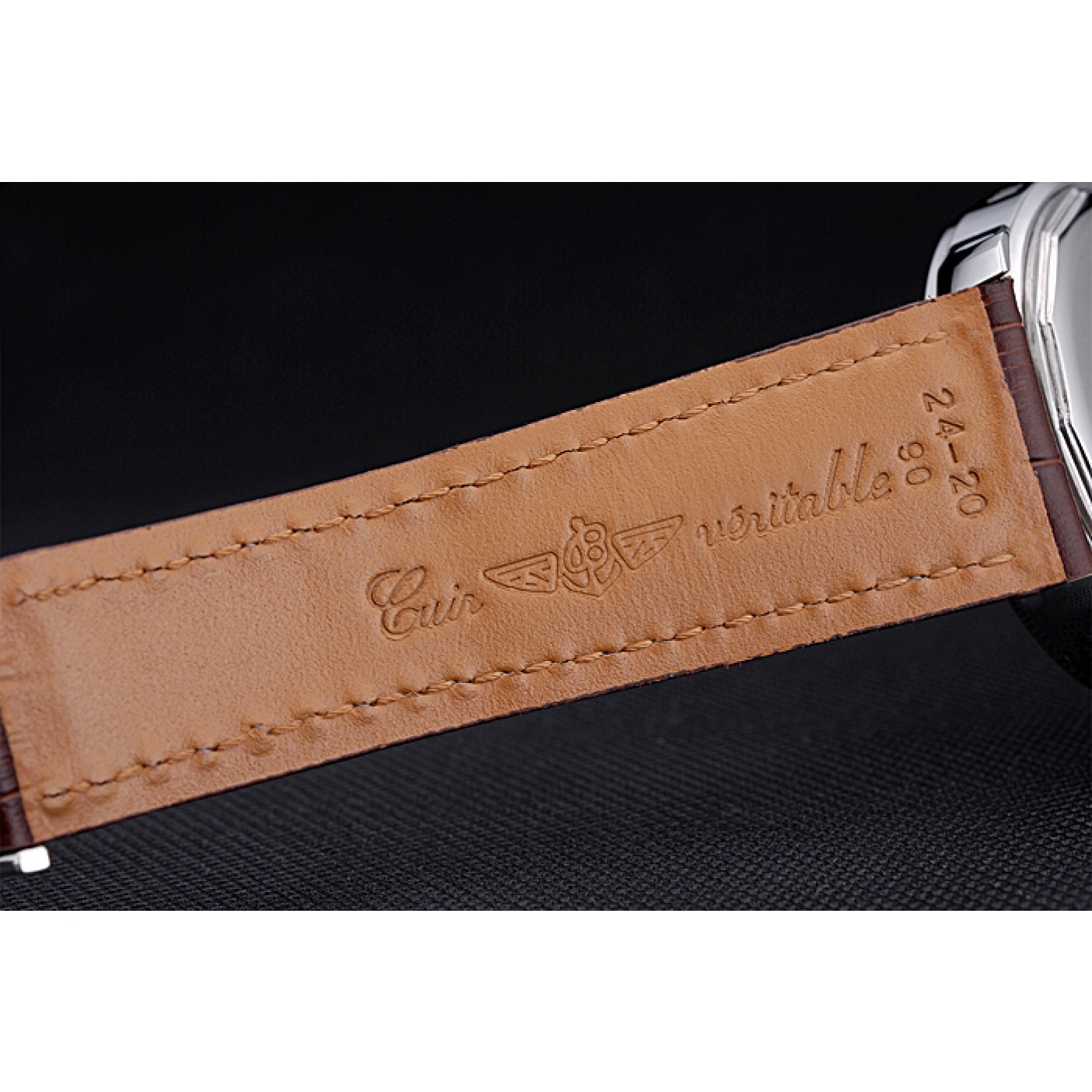 MiroTime Breitling Transocean Chronograph Unitime White Dial Stainless Steel Case Brown Leather Bracelet 622244