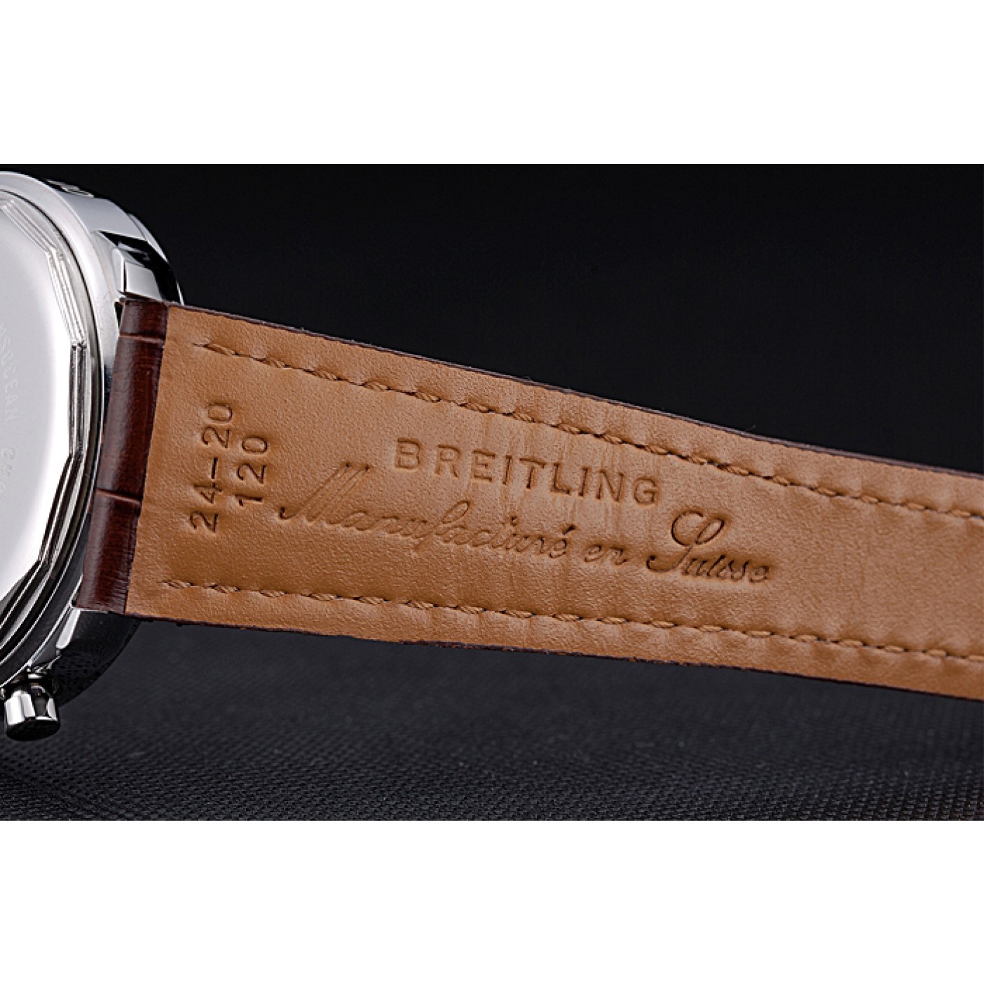 MiroTime Breitling Transocean Chronograph Unitime White Dial Stainless Steel Case Brown Leather Bracelet 622244