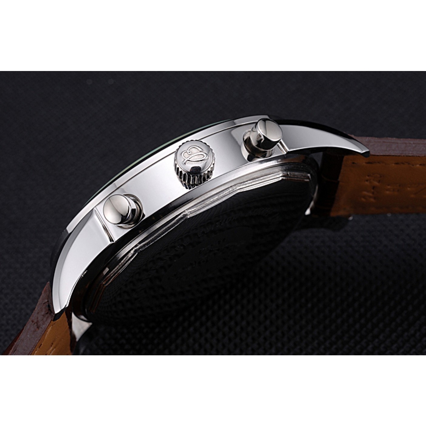 MiroTime Breitling Transocean Chronograph Unitime White Dial Stainless Steel Case Brown Leather Bracelet 622244