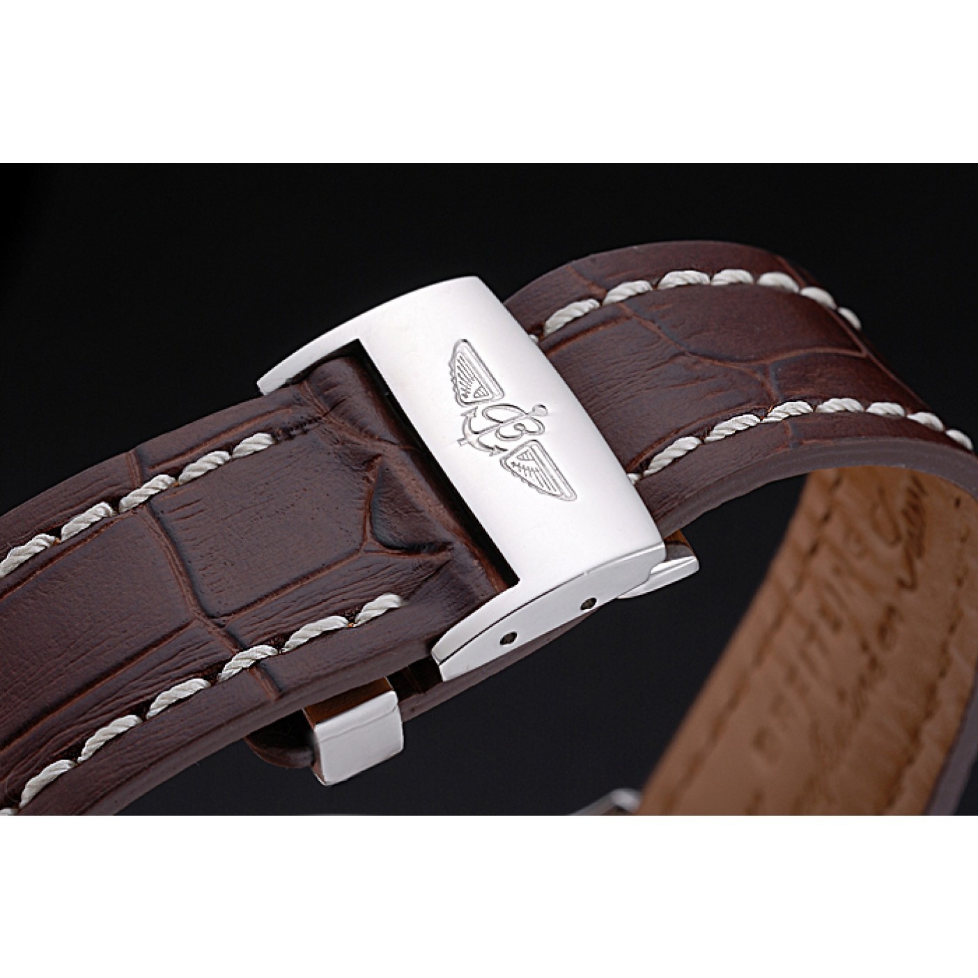 MiroTime Breitling Transocean Chronograph Unitime White Dial Stainless Steel Case Brown Leather Bracelet 622244