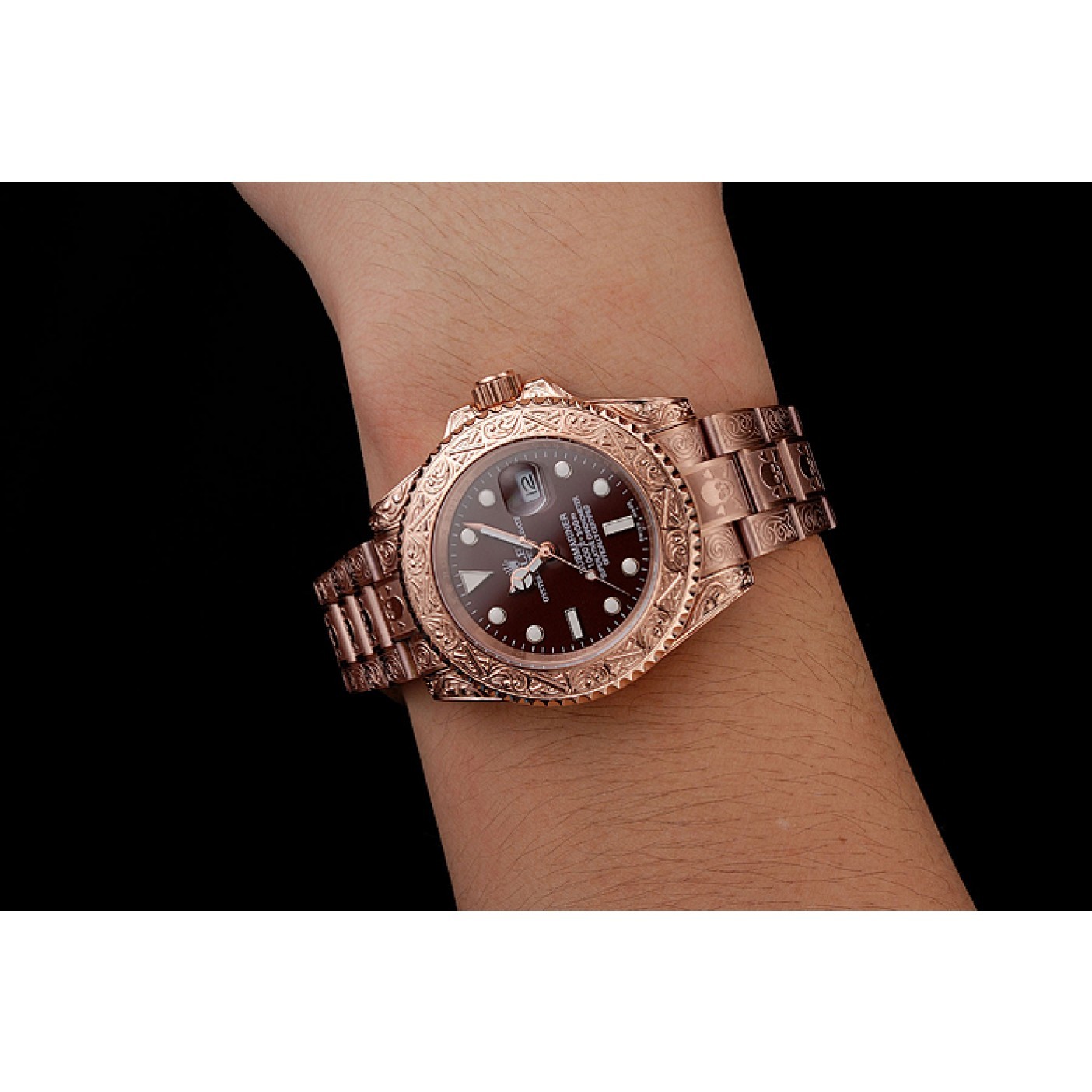MiroTime Swiss Rolex Submariner Skull Limited Edition Brown Dial Rose Gold Case And Bracelet 1454087