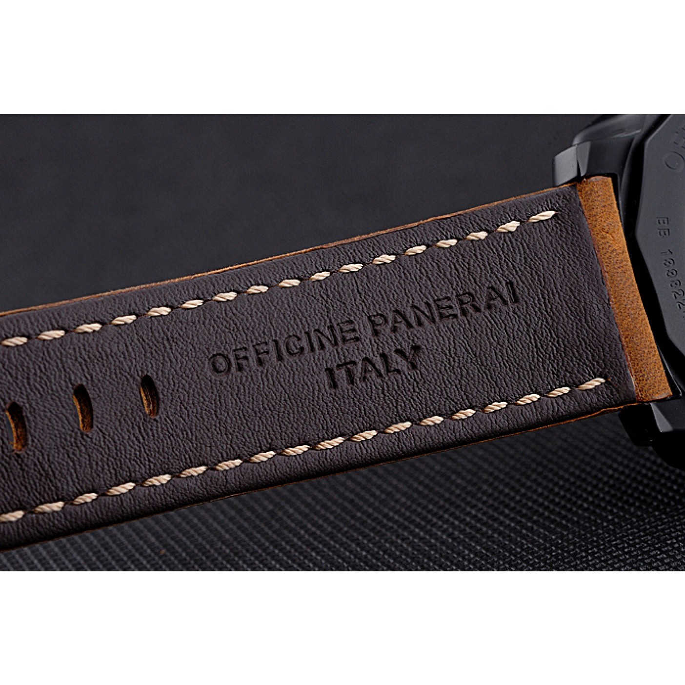 MiroTime Panerai Luminor Marina Black Dial Matte Black Steel Case Brown Suede Leather Strap