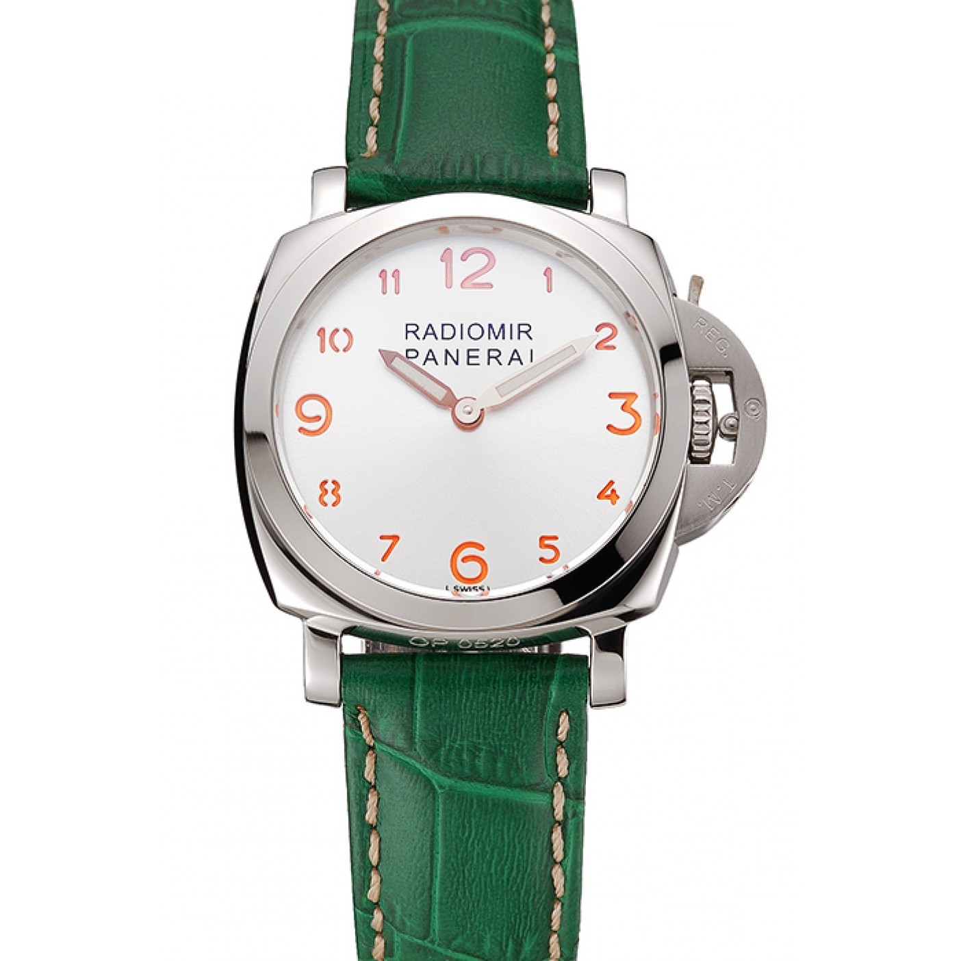 MiroTime Panerai Radiomir White Dial Stainless Steel Case Green Leather Strap 1453804