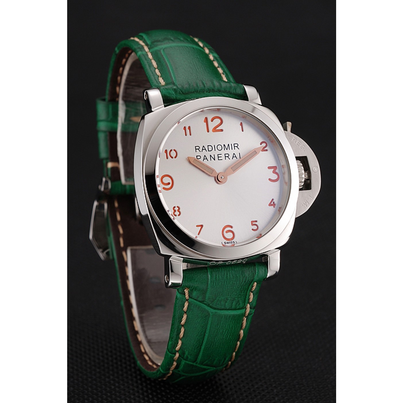 MiroTime Panerai Radiomir White Dial Stainless Steel Case Green Leather Strap 1453804
